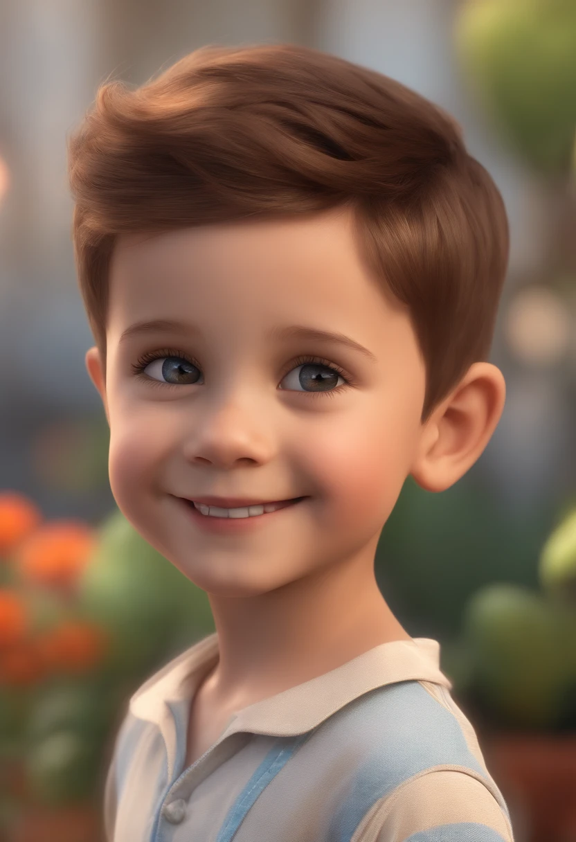 a happy cute standing short hair, vestindo uma fantasia espacial, , fundo branco, barnet, tom, Estilo Pixar, ..3d, desenhos animados, rosto detalhado, asymmetrical 16k