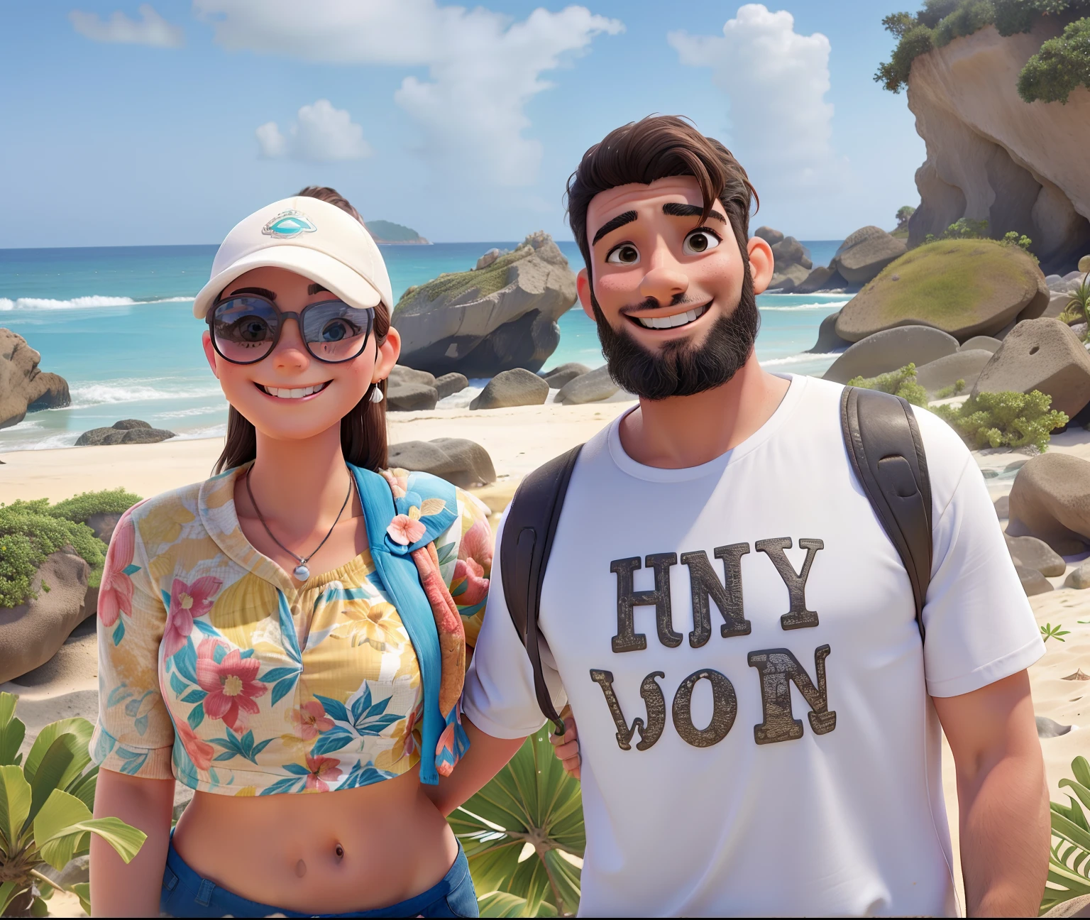 A happy couple on the beach in Mexico