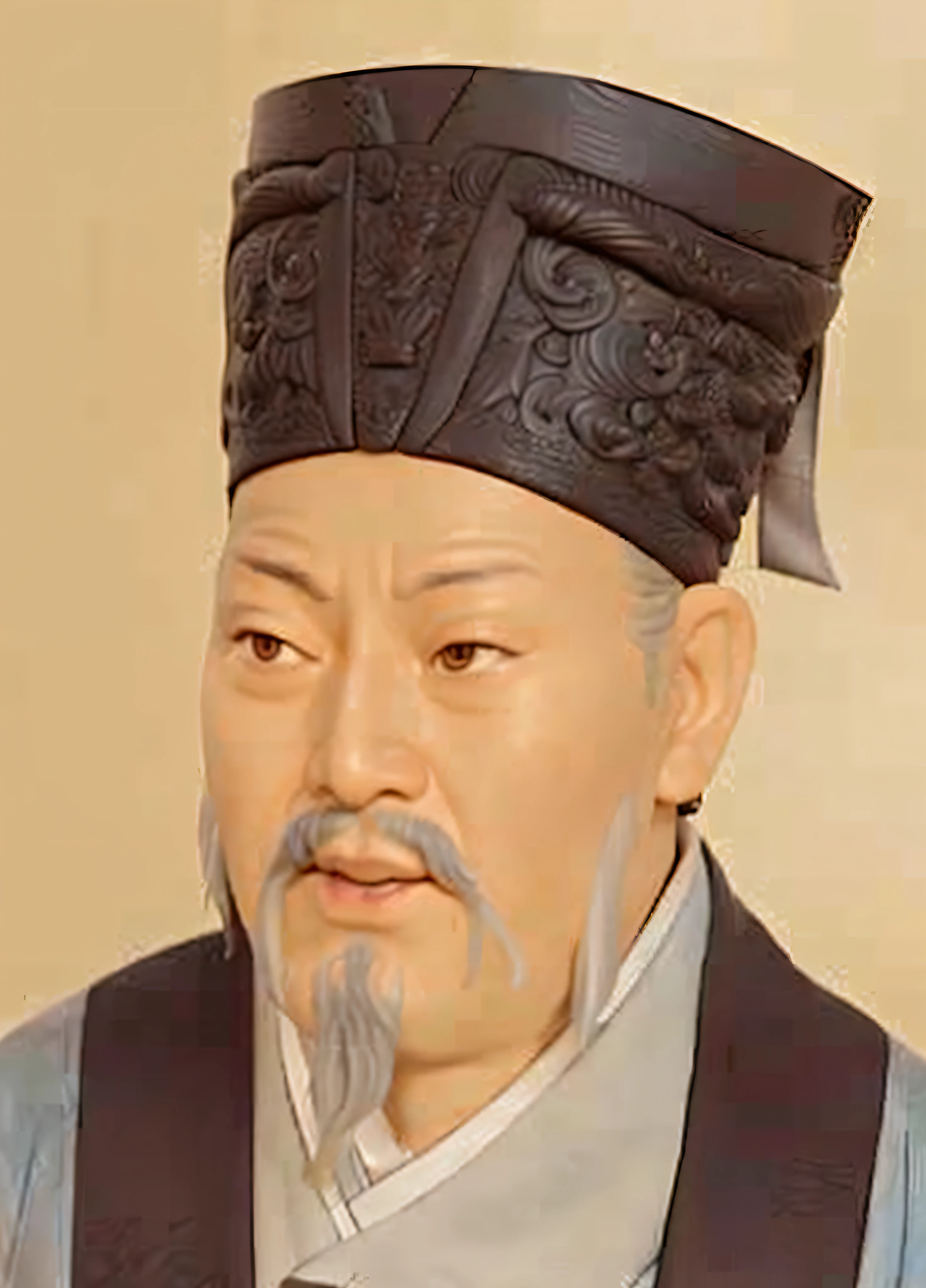 Close-up of man in hat, feng shu, by Xuande Emperor, hua cheng, confucius and jury trial, by Emperor Huizong of Song, zhang daqian, Xianxia, Ming dynasty, yuan - ti, Song Dynasty, Tang dynasty, guangjian huang, inspired by Xuande Emperor, Yang Qi