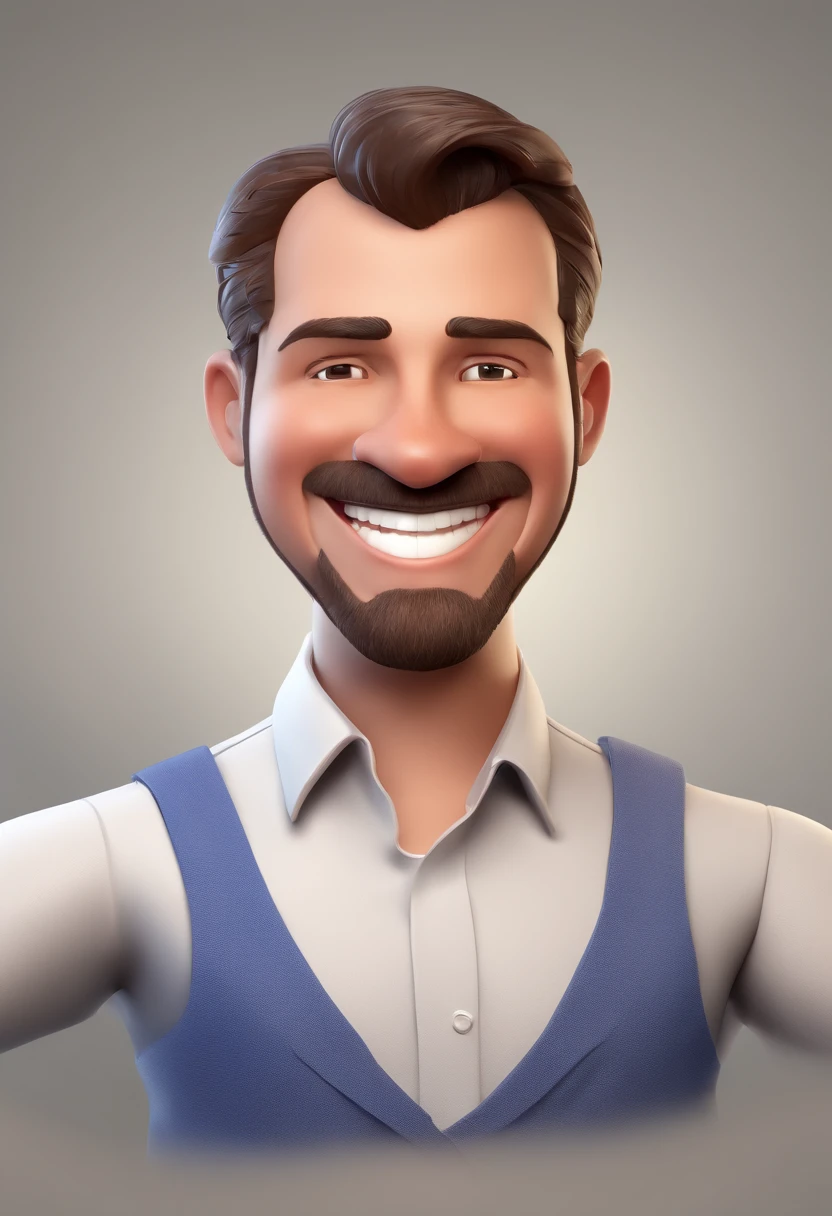 Smiling Man Illustration, sorriso insano, Homem de pele marrom com um sorriso gigante, happily smiling at the camera, sorriso atrevido, he's smiling, sorriso muito grande, Macho sorridente, foto de perfil headshot, rindo sorriso enorme, desenhando no estilo de Arte 3D, c4d, fundo de cor branco puro, estilo disney, estilo pixar render ilustracao Super Detalhe, 8k