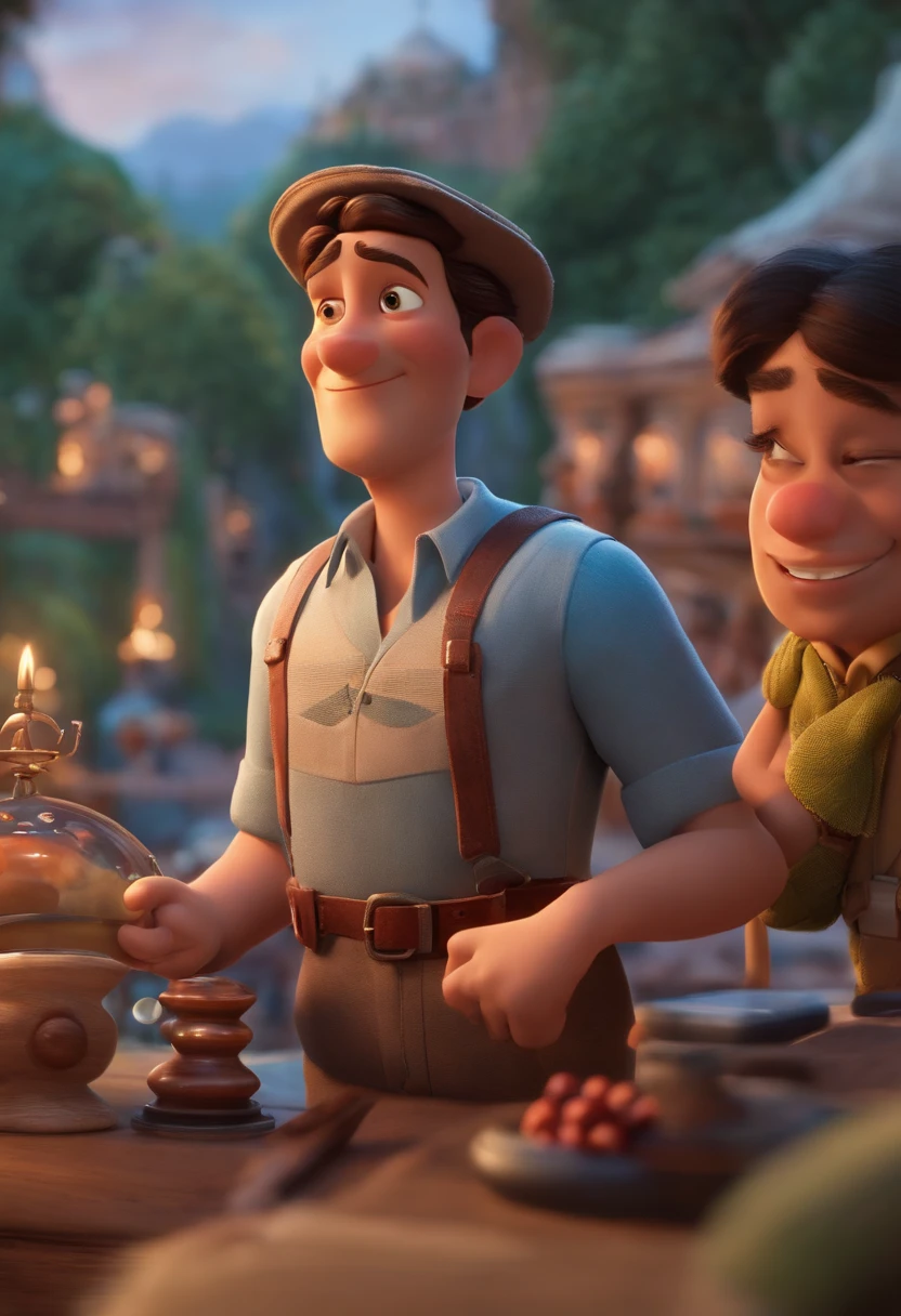 Um close up de uma pessoa segurando um celular perto de um logotipo da Disney Pixar, inspired by André Pijet, inspirado em Otto Pilny, inspirado em John Plumb, inspirado em Phillip Peter Price, Banner, inspirado por Joseph Pisani, fechar foto, inspirado em John F. Quinto, imagem de perto, Detalhe de pixel ultra alto, inspirado em Veno Pilon