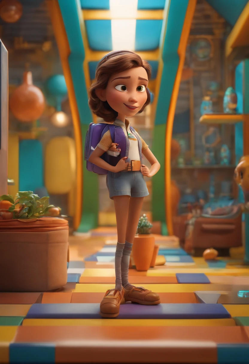 Um arquiteto de sonhos futurista, mas realista, inspired by Pixar animation, de perto. The character takes center stage with captivating facial expressions, oferecendo um toque de irrealidade.