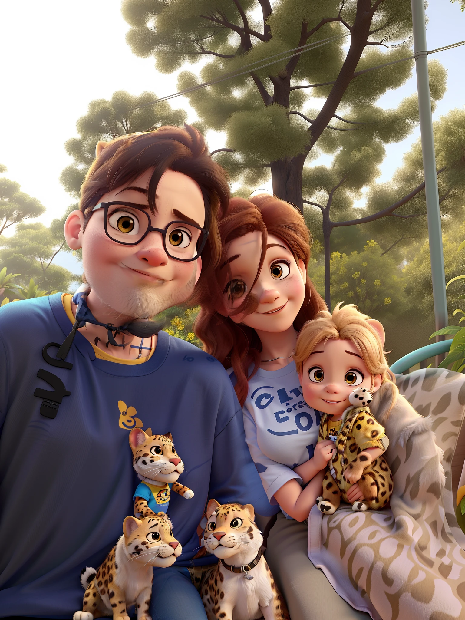 pai de camiseta amarela, Mother with leopard print t-shirt girl long hair with dog on lap Disney pixar |
