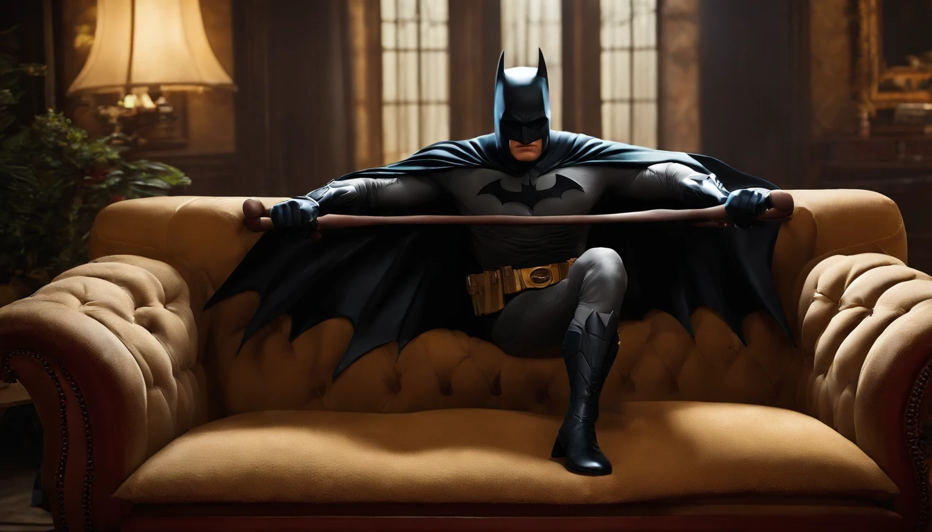On the couch Seu madruga and Batman