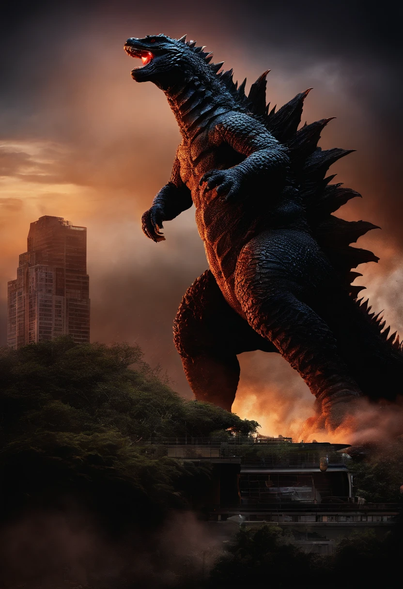 solo,godzilla,cool,terrible,breaking buildings,cloudy sky