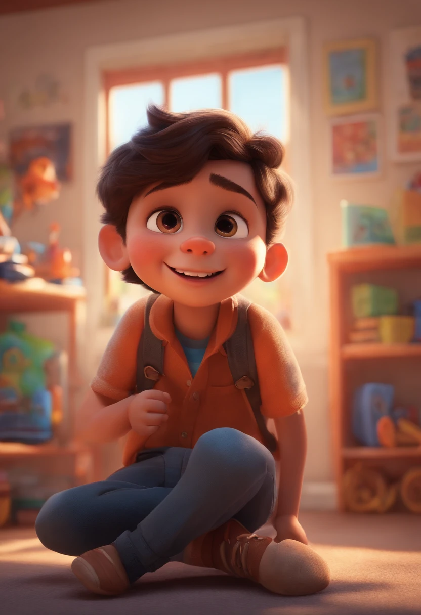 Image of a boy for a story in a YouTube video in Pixar format, He's the little allabester, He's the class leader, He's outgoing, Playful and gets up for a lot of things