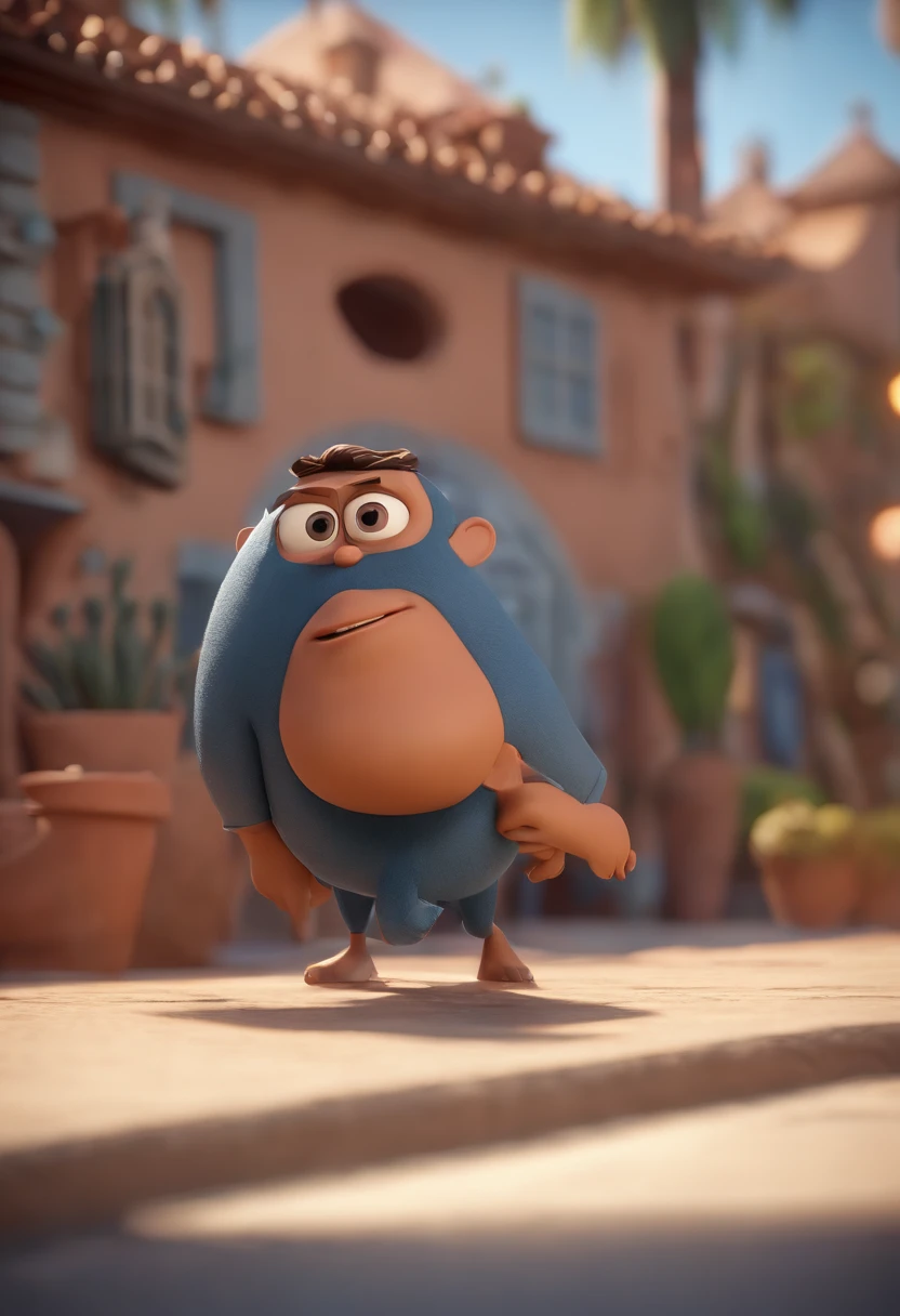 personagem dos desenhos animados de um homem com camisa preta, animation character, Caractere estilizado, animation style rendering, 3D estilizado,  render, 3 d render stylized, toon render keyshot, Personagem 3D, Personagem 3D, 3d rendering stylized, 3 d character render, personagem de desenho animado, Personagem de close up, Pose de personagem,  (Estilo Pixar) (master part:1.2) (Bokeh) (best quality) (pele detalhada) (textura detalhada) (8k) (argila) (Cinematic lighting) (foco nítido