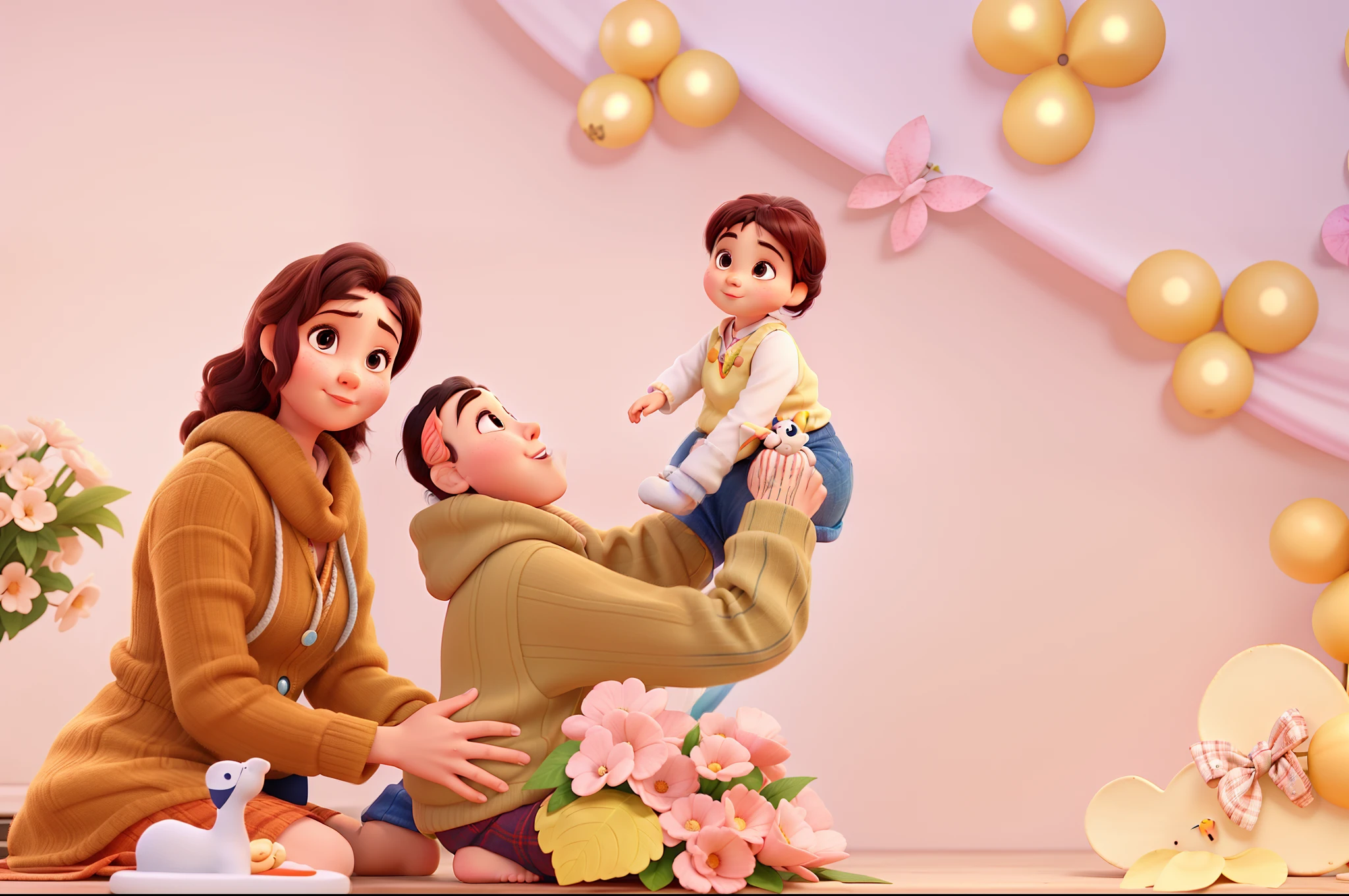 pai, Mother Baby Girl Small Hair, Disney pixar |