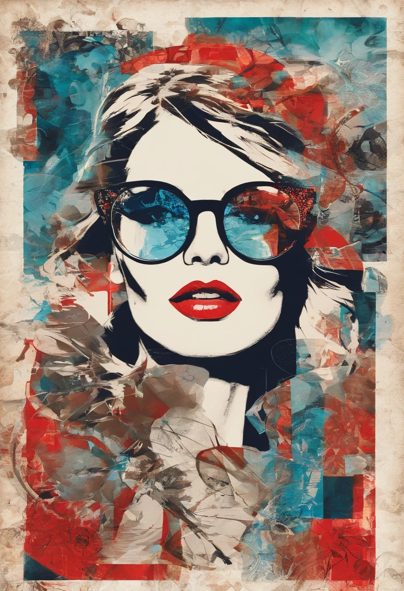 oculos com lentes vermelha, com uma rachadura no oculos, With a light coming from above to the glasses, angulo de lado.