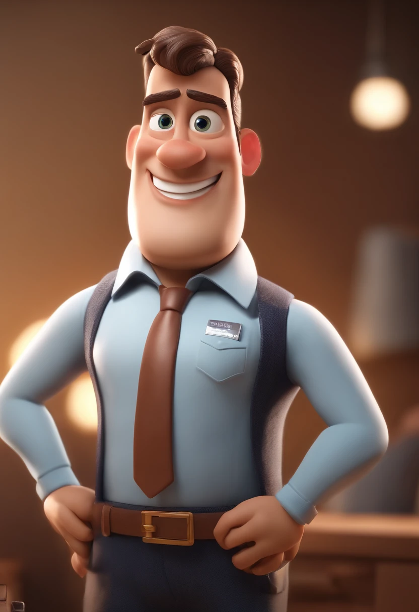 Smiling Man Illustration, sorriso insano, Homem de pele marrom com um sorriso gigante, happily smiling at the camera, sorriso atrevido, he's smiling, sorriso muito grande, Macho sorridente, foto de perfil headshot, rindo sorriso enorme, desenhando no estilo de Arte 3D, c4d, fundo de cor branco puro, estilo disney, estilo pixar render ilustracao Super Detalhe, 8k
