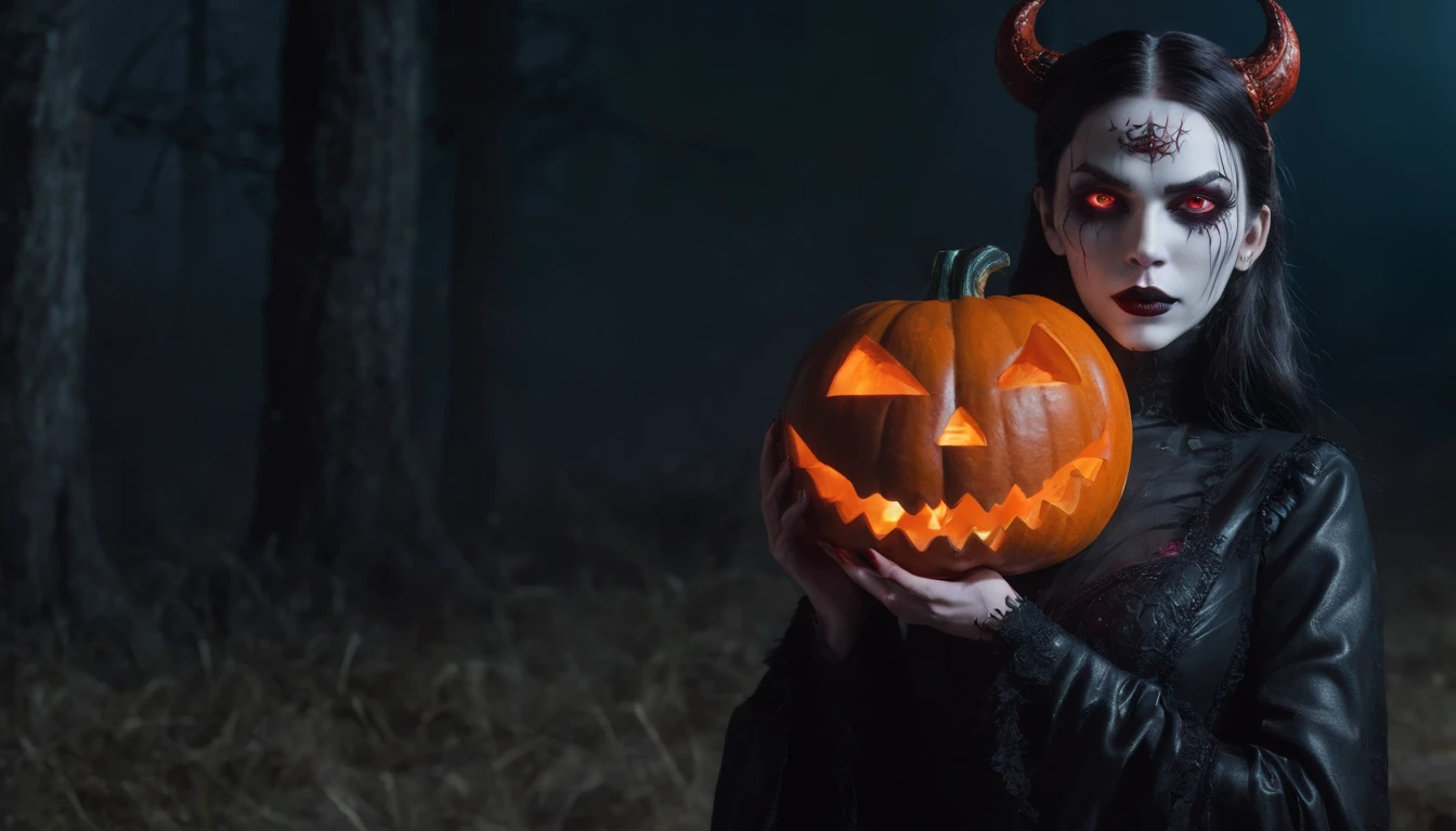 A beautiful red-eyed female demon with bat-like wings, eating a donut in her mouth, with her hair tied in two ponytails that form large bull-like horns, highly detailed, masterpiece, 8k, hyper-realistic, cinematic lighting, dark fantasy, dramatic, chiaroscuro, moody, deep shadows, vivid colors