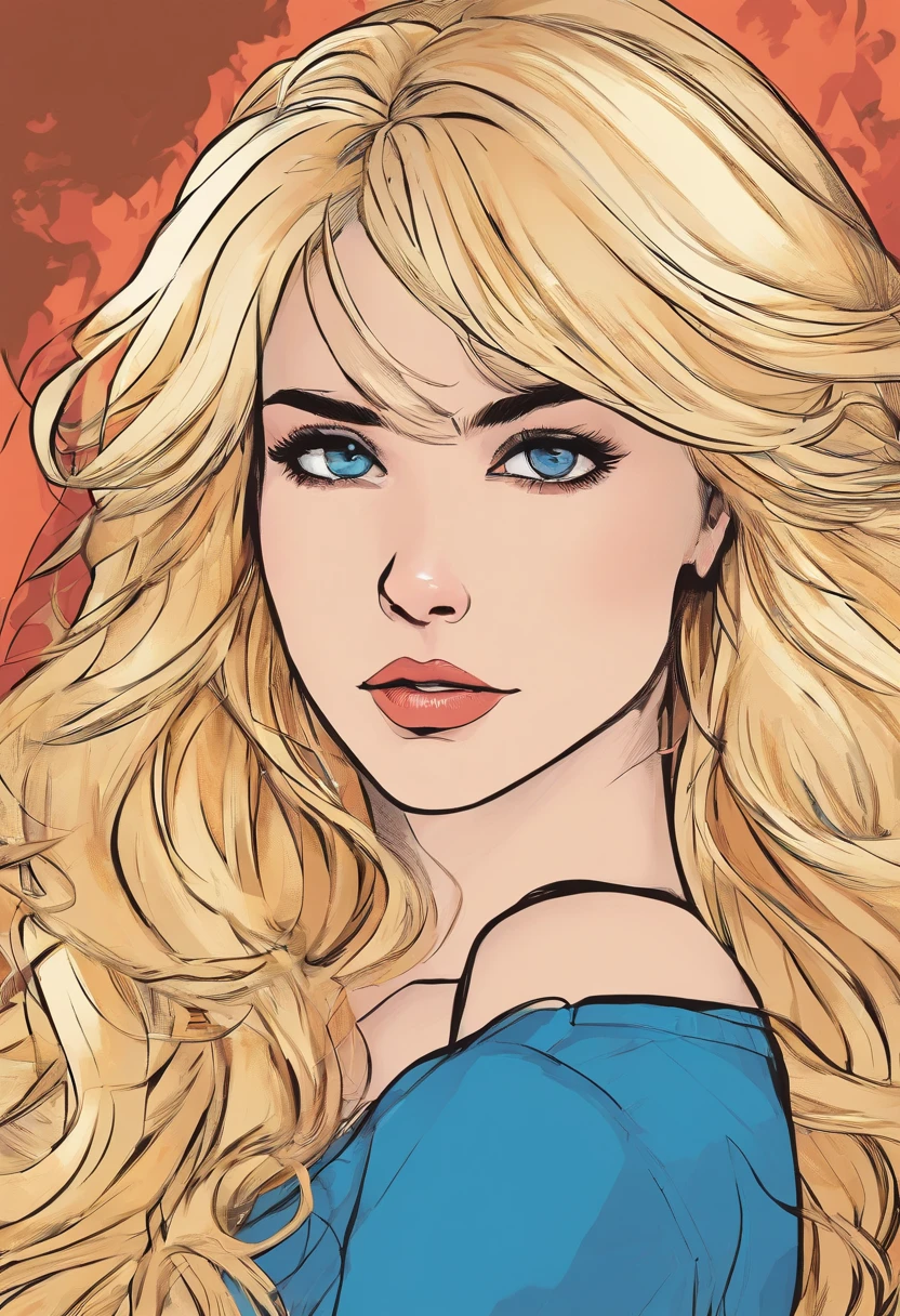 Une fille de 18 ans, wavy blonde lond hair, yeux bleu clair, avec homme 25 ans cheveux noir