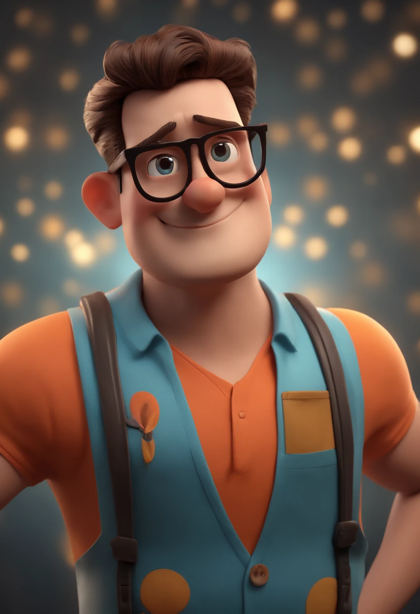 Cartoon character of a man with black glasses and a blue shirt, animation character, Caractere estilizado, animation style rendering, 3D estilizado, Arnold Maya render, 3 d render stylized, toon render keyshot, Personagem 3D, Personagem 3D, 3d rendering stylized, 3 d character render, personagem de desenho animado, Personagem de close up, Pose de personagem, (Estilo Pixar) (master part:1.2) (Bokeh) (best quality) (pele detalhada) (textura detalhada) (8k) (argila) (Cinematic lighting) (foco nítido