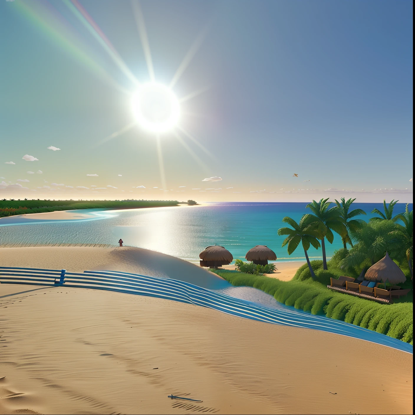 Disney pixar 3d image with title :Mundaú beautiful beach