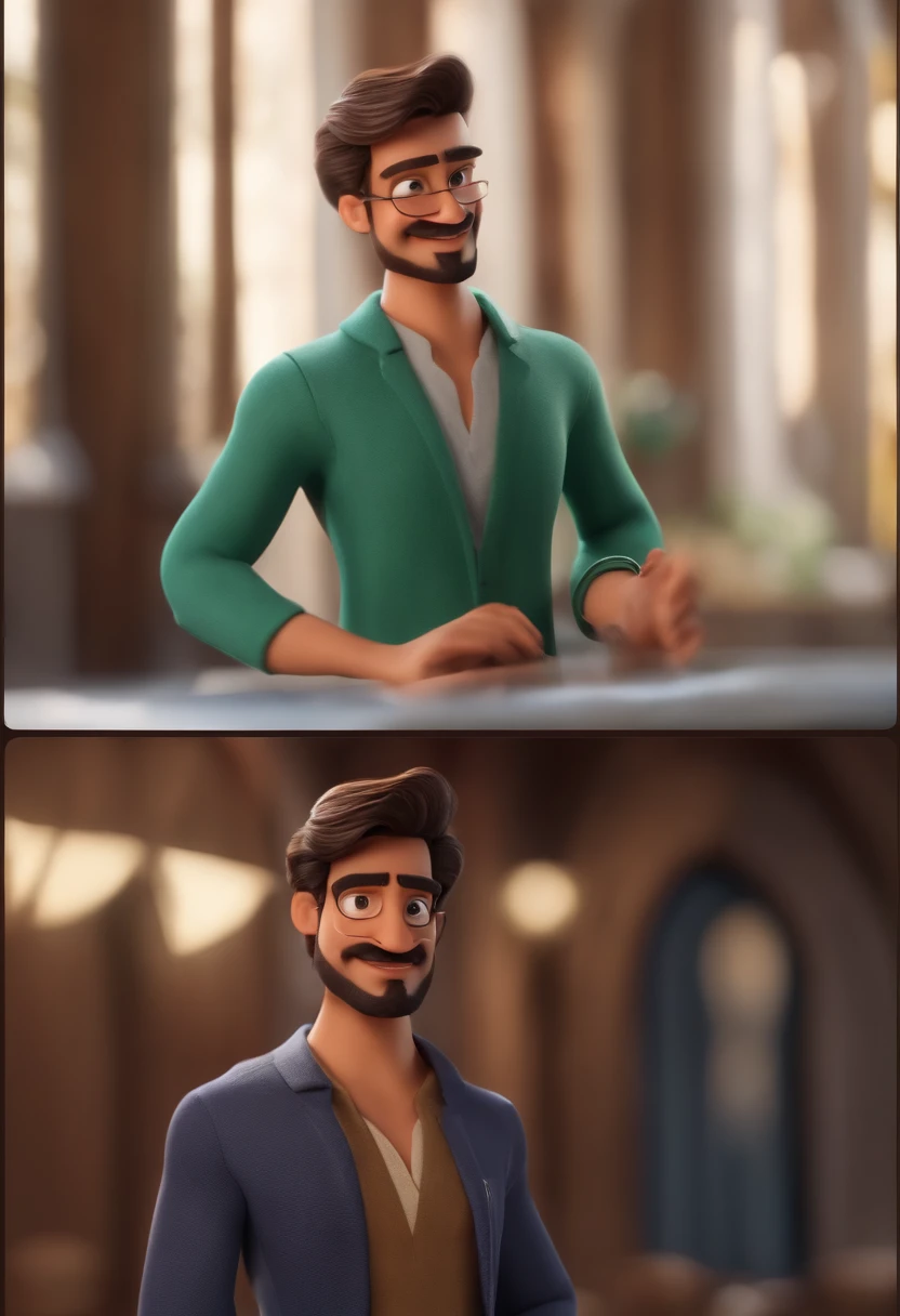 Personagem dos desenhos animados de um homem, , jovem 35 anos, 160 de altura, olhos verdes, branquinho, cabelo curto castanho, barba, muito feliz na Natureza, com nome weberton. marrom escuro e uma camisa azul, animation character, Caractere estilizado, animation style rendering, 3D estilizado, Arnold Maya render, 3 d render stylized, toon render keyshot, Personagem 3D, Personagem 3D, 3d rendering stylized, 3 d character render, personagem de desenho animado, Personagem de close up, Pose de personagem, (Estilo Pixar) (master part:1.2) (Bokeh) (best quality) (pele detalhada) (textura detalhada) (8k) (argila) (Cinematic lighting) (foco nítido