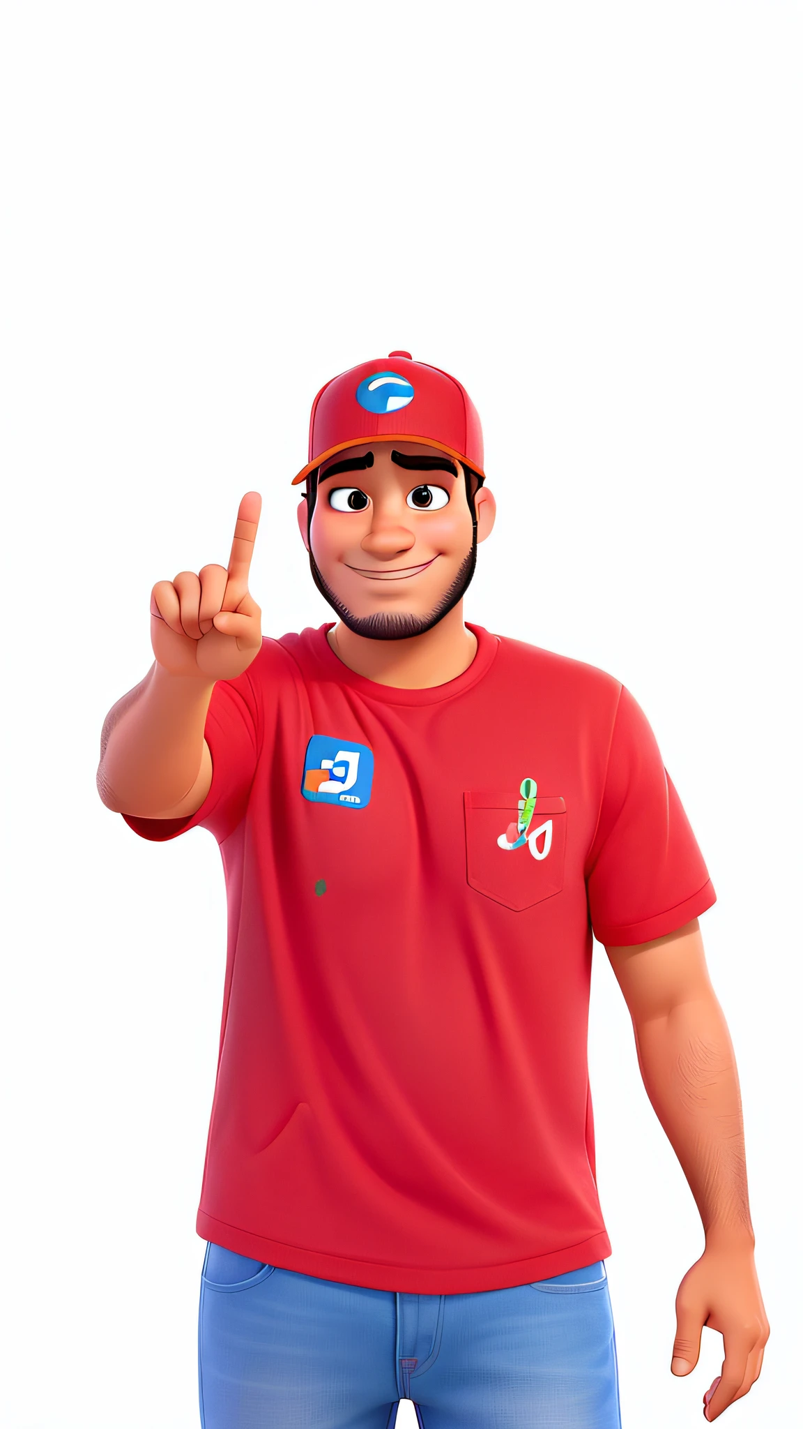 Um homem brasileiro estilo disney pixar, alta qualidade, melhor qualidade, Making the letter L sign with your hand