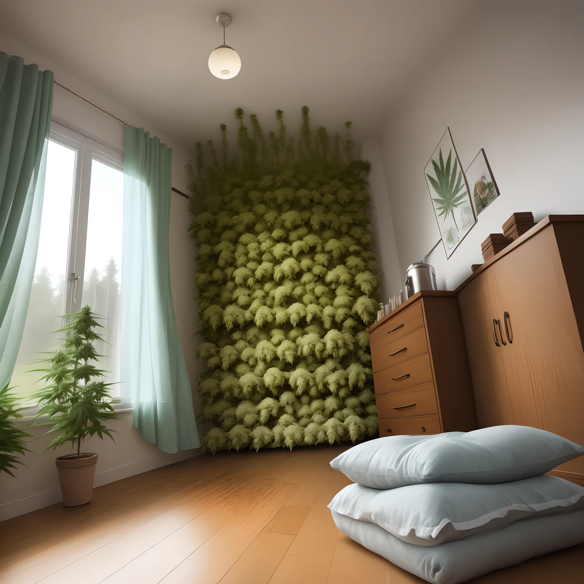 Maison avec champs de cannabis
