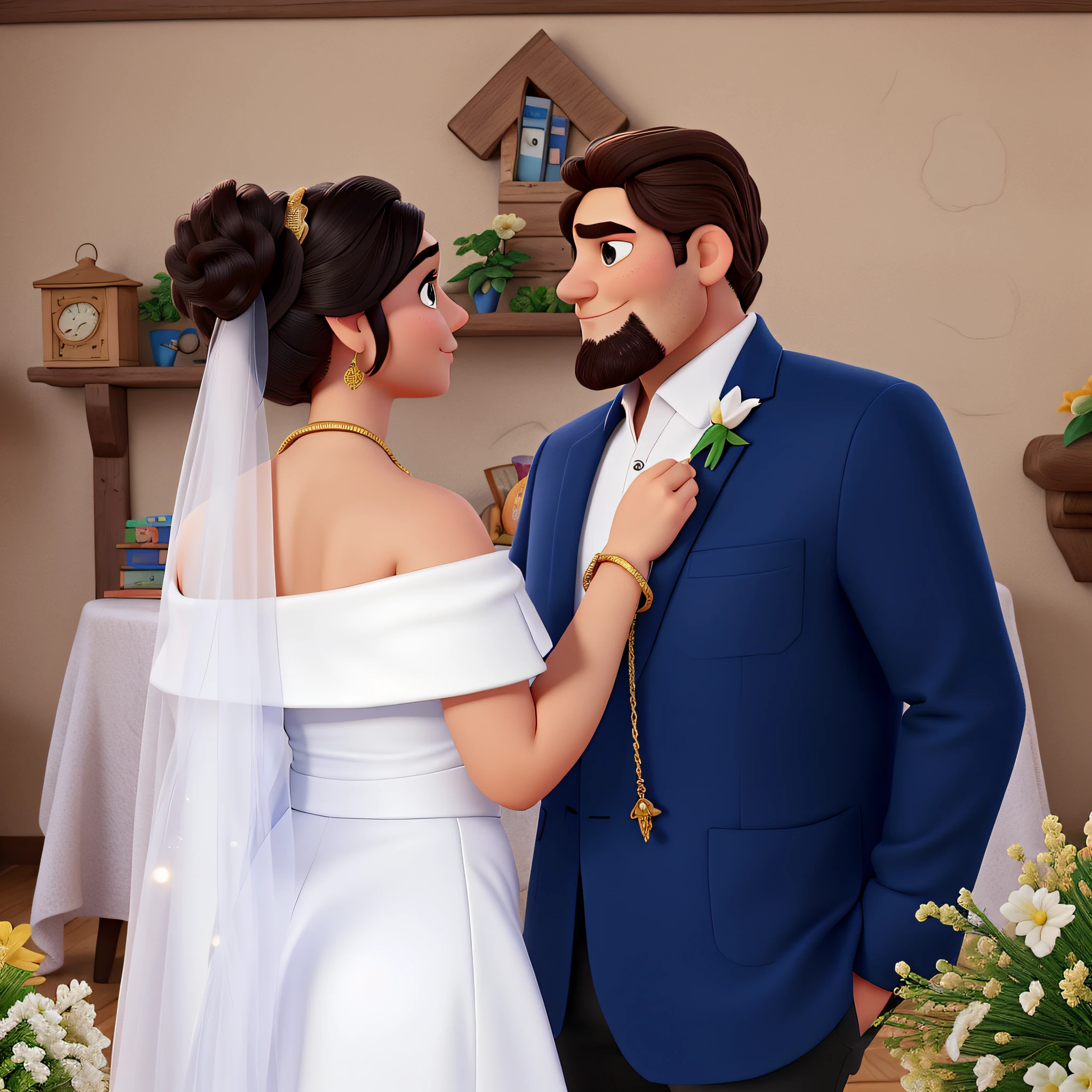 Uma mulher e um homem estilo disney pixar, alta qualidade, melhor qualidade
