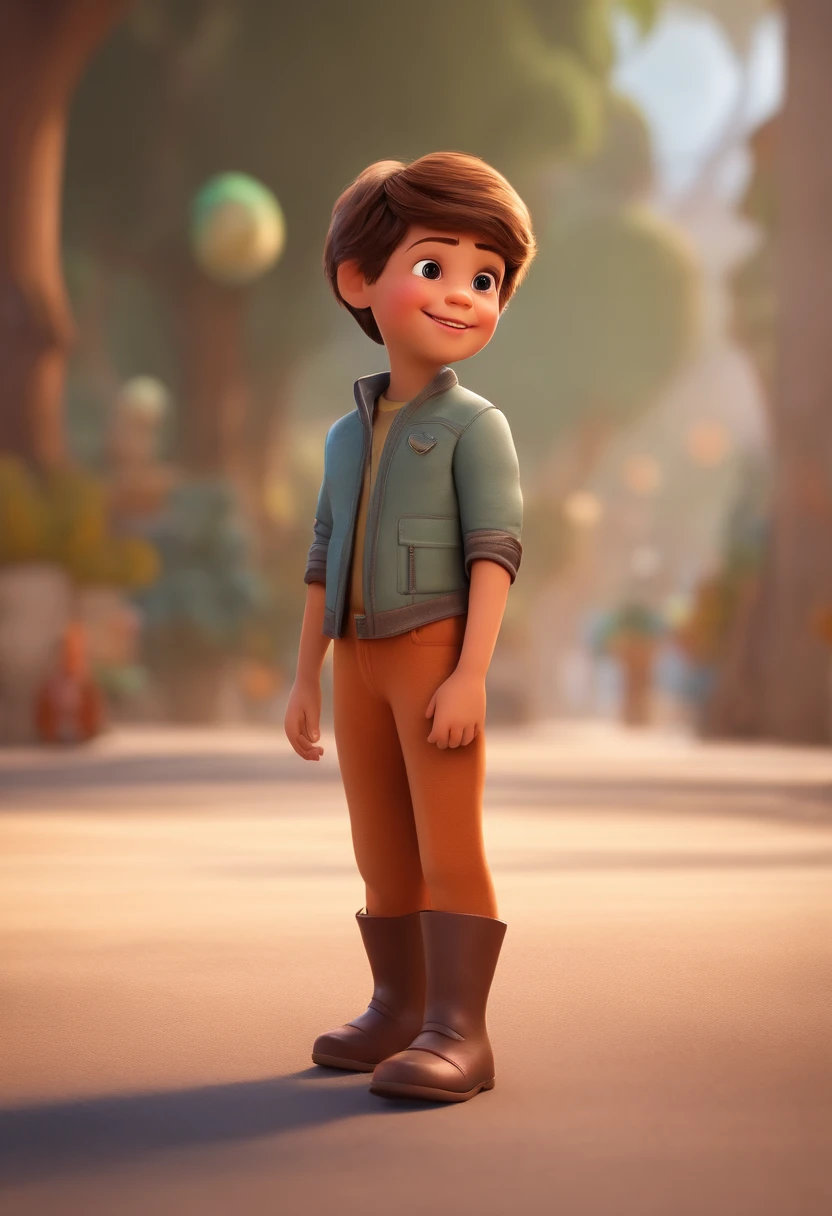 a happy cute standing short hair, vestindo uma fantasia espacial, , fundo branco, barnet, Tom, Estilo Pixar, ....3d, desenhos animados, rosto detalhado, asymmetrical 16k