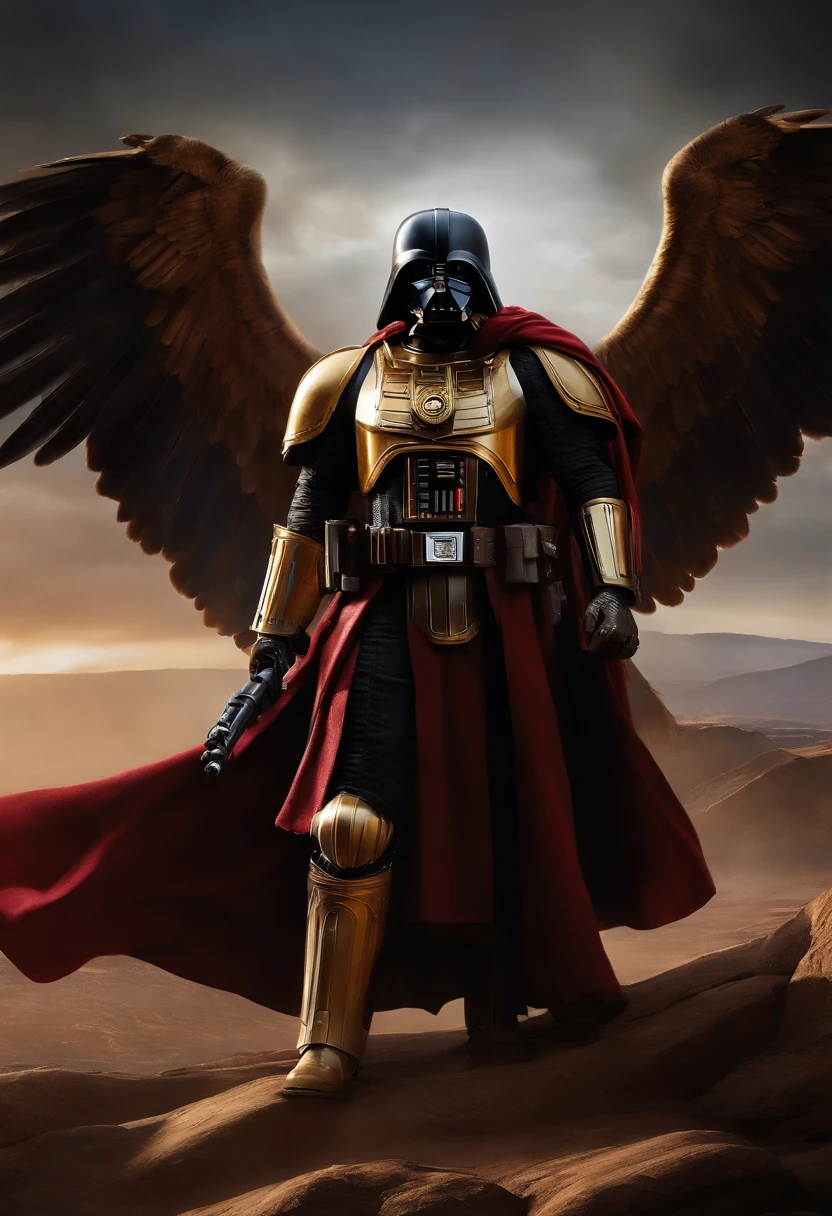 warhammer 40k star wars wallpapers, No estilo da Canon EOS 5D Mark IV, Gothic Gradeur, intensidade de fechamento, cinza e dourado, figurinos elaborados,Golden Eagle Insignia, Tiro em 70mm --AR 16:9 --q 2 --s 1000