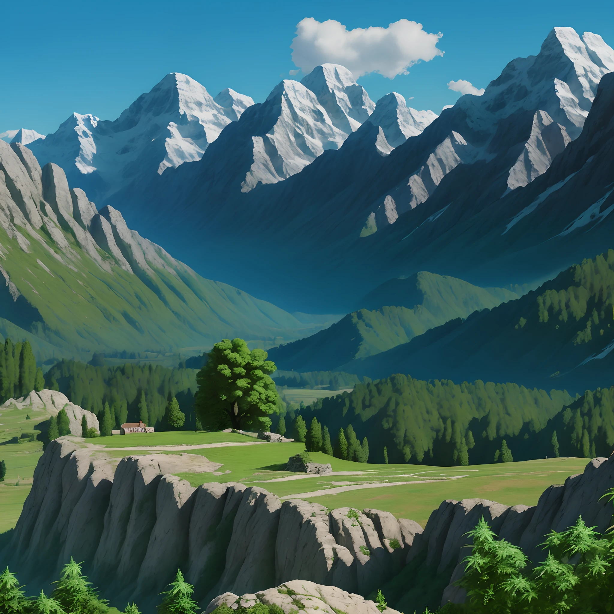 Paysage montagne avec cannabis