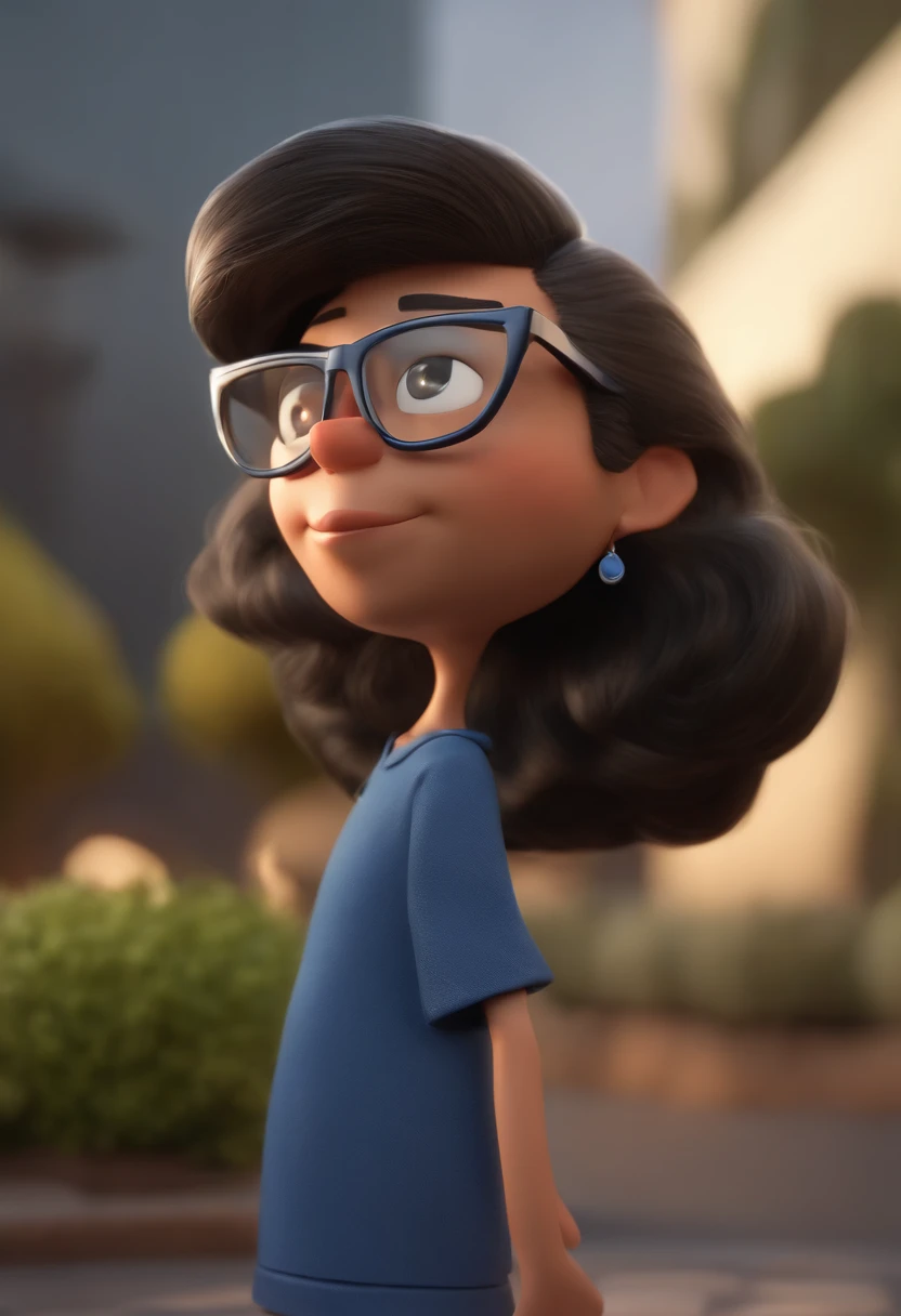 Cartoon character of a man wearing black glasses and a blue shirt, um personagem animado, Caractere estilizado, animation style rendering, 3D estilizado, Arnold Maya render, 3 d render stylized, toon render keyshot, Personagem 3D, Personagem 3D, 3d rendering stylized, 3 d character render, personagem de desenho animado, Personagem de close up, Pose de personagem, (Estilo Pixar) (master part:1.2) (Bokeh) (best quality) (pele detalhada) (textura detalhada) (8k) (argila) (Cinematic lighting) (foco nítido,Senta e vaza a parte superior do corpo