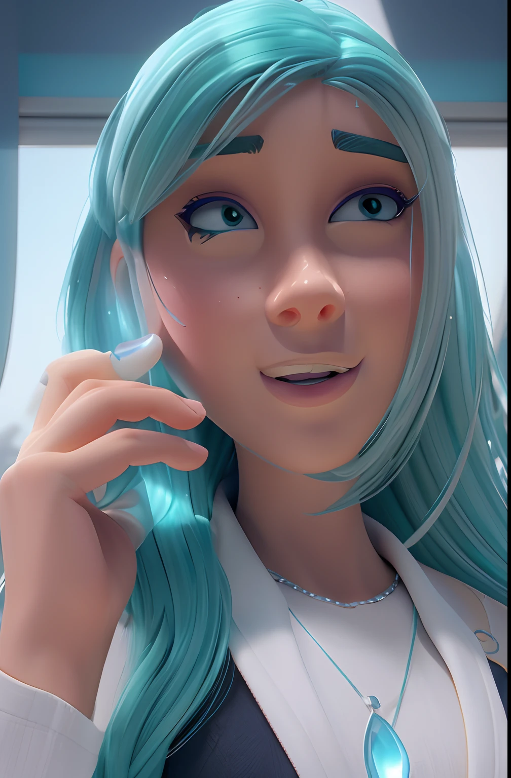 (best quality,4k,HDR),Estilo Pixar,Jovem de 26 anos,Retrato natural,deslumbrantes olhos verdes,pele clara,cabelos pretos lisos,Businesswoman,terno preto formal,beautiful face,Delicate features,lovely smile,postura confiante,iluminada pela luz suave do dia,fundo do horizonte da cidade,sombras sutis,dynamic compositing,cores vibrantes,meticulous attention to detail,Playful behavior, mas profissional,atmosfera acolhedora e convidativa,Flawless rendering,Texturas realistas,ultra-detailed facial expression,Expressive eyes and lips,olhos cintilantes com uma pitada de travessura,fios de cabelo macios e brilhantes,Subtle makeup enhancing your natural beauty,terno perfeitamente adaptado acentuando sua figura,sofisticado, but affordable,Creative and inspiring spirit,Portrait Capturing Your Ambition and Determination,Intense focus and movement in your eyes,movimento gracioso e postura equilibrada,Creating a sense of movement and energy in the artwork,Breathtaking clarity and sharpness,efeito tridimensional imersivo,perfect lighting,Illuminating your features in a flattering way,paleta de cores equilibrada e refinada,com estalos de tons vibrantes,melhorar o impacto visual geral,Finding the right balance between realism and stylization,showing her in a moment of triumph and confidence,uma obra-prima atemporal,showcasing the beauty and strength of the modern woman.