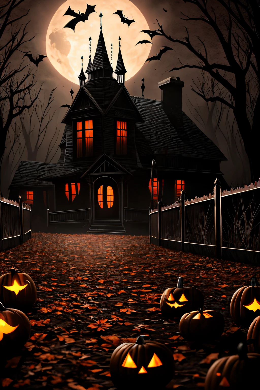 A scary and very disturbing darkness Halloween scene, full of detail and texture. It's awful and beautiful at the same time. blood and pumping are in
