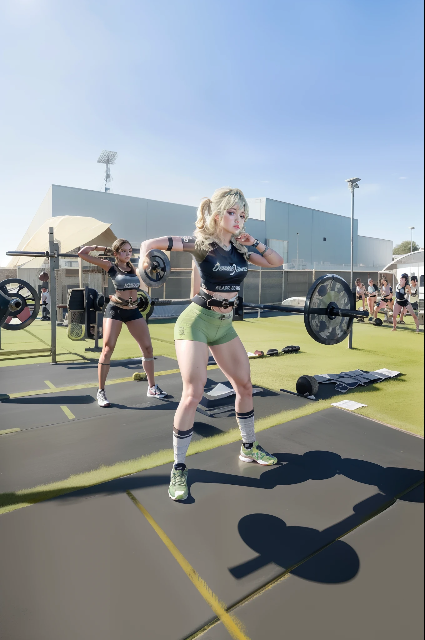 Disney pixar poster of a woman doing a squat with a barbell, carregando duas barras, musculoso! CrossFit, athletic crossfit build, Jenna Barton, Mandy Jurgens 8 K 1 5 0 MPX, Caroline Gariba, sao paulo, muito suado, Lorena Avarez, curvy crossfit build, Karla Ortiz, fernanda suarez, malhar no campo, Aptitude