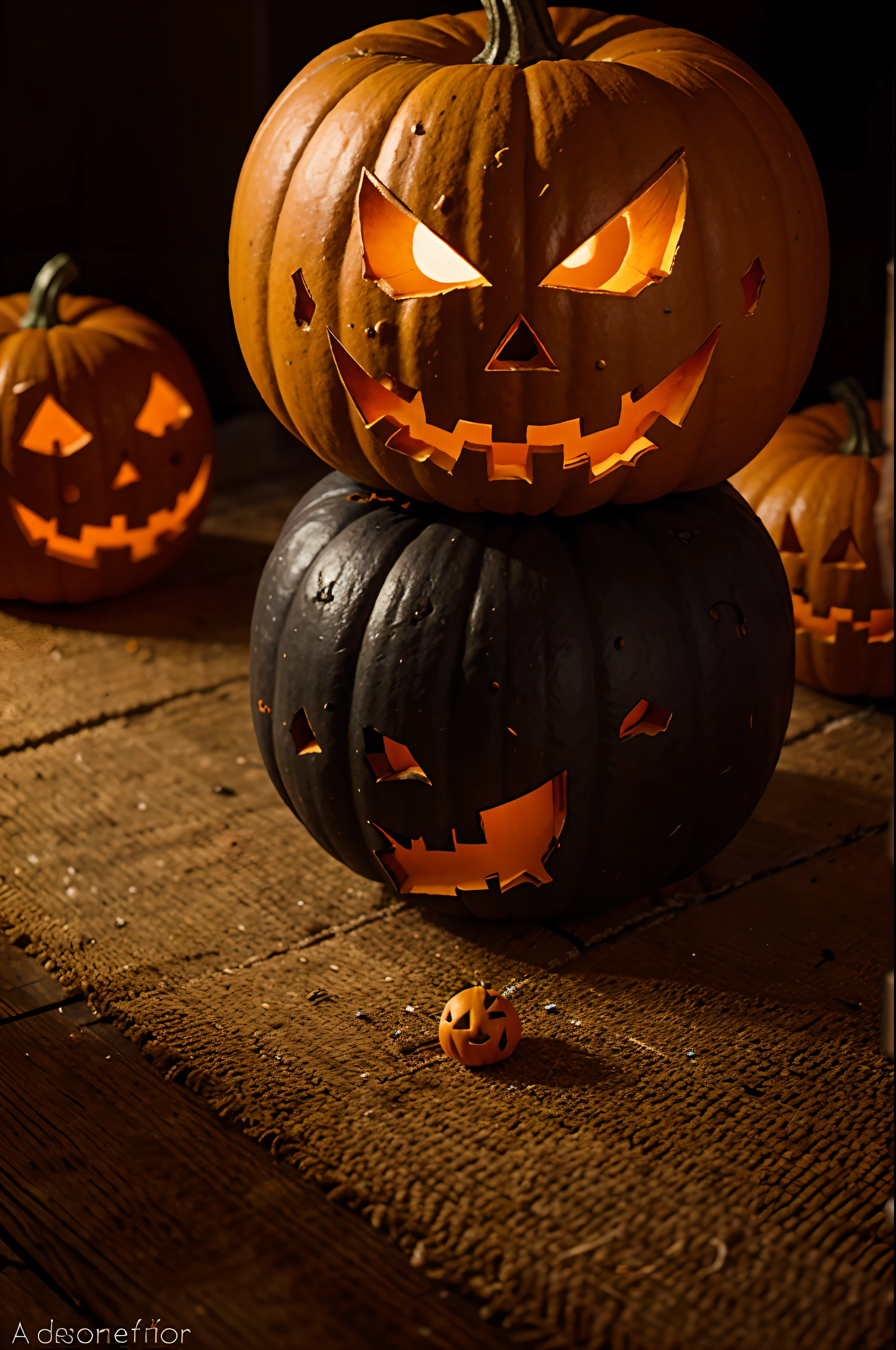 décor Halloween pas de personnages citrouille et squelette