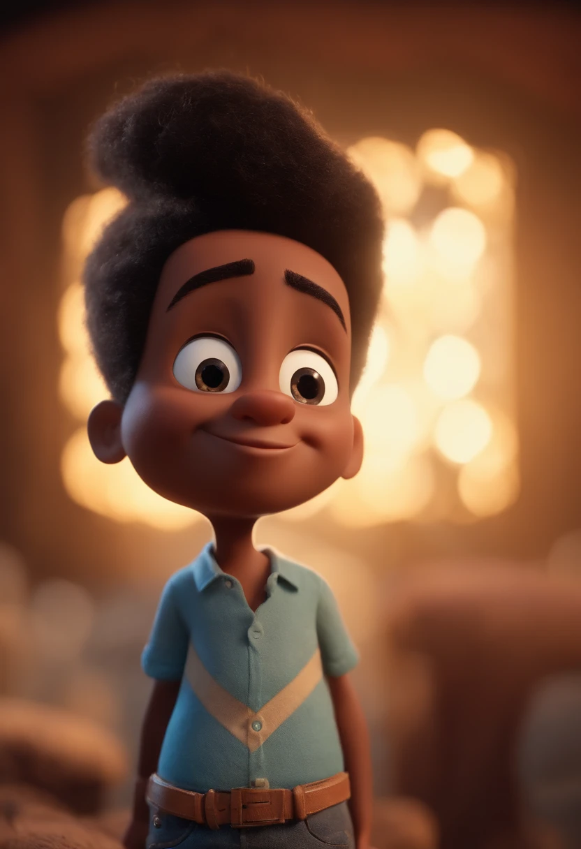 Garoto, estilo disney, tom de pele: claro: Cabelo: marrom escuro, liso, curto, penteado para o lado direito. camisa: social, Cor azul. Fundo: Gray and white gradient,Comemorando, Hands raised, sorrindo, feliz, (estilo pixar) (obra-prima:1.2) (bokeh) (melhor qualidade) (pele detalhada) (textura detalhada) (8k) (claymation) (cinematic lighthing) (foco nítido