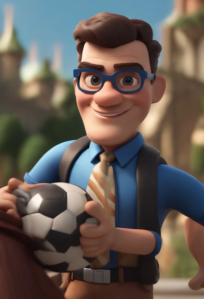 Cartoon character of a man wearing black glasses and a blue shirt, um personagem animado, Caractere estilizado, animation style rendering, 3D estilizado, Arnold Maya render, 3 d render stylized, toon render keyshot, Personagem 3D, Personagem 3D, 3d rendering stylized, 3 d character render, personagem de desenho animado, Personagem de close up, Pose de personagem, (Estilo Pixar) (master part:1.2) (Bokeh) (best quality) (pele detalhada) (textura detalhada) (8k) (argila) (Cinematic lighting) (foco nítido,Senta e vaza a parte superior do corpo
