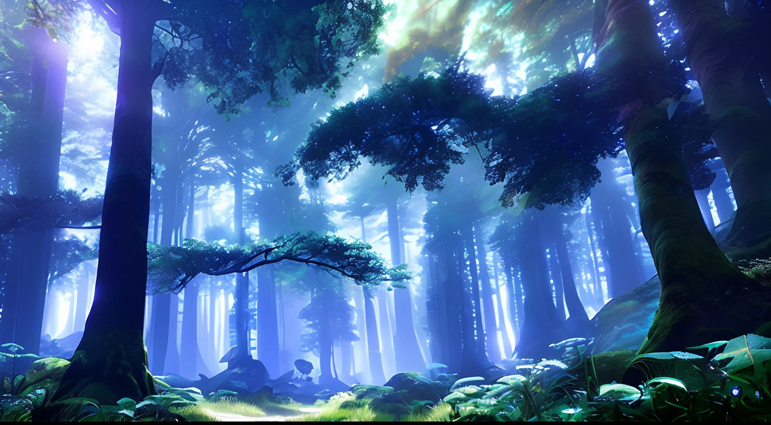 Gorgeous Enchanted open Forest, daytime, Spectacular, Breathtaking, Gorgeous, Beautiful, (Lndskp style) and (Redshift style:1.2) and (NVINKPUNK: 1.2)