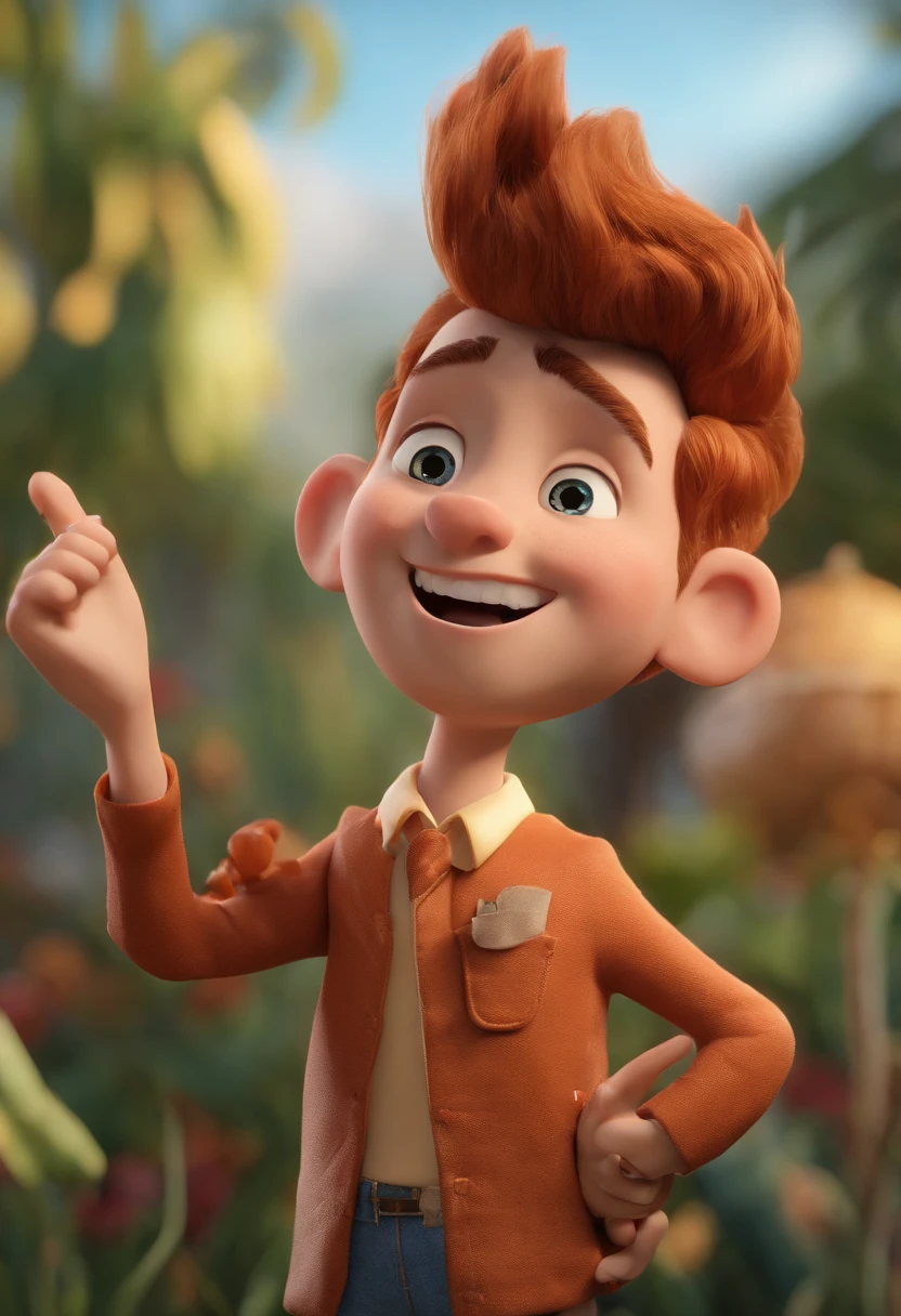 Personagem dosenhos animados de um home calvo, bem humorado, unselfish, Wear a white shirt and dark jeans, segura uma caneta em um ambiente de tecnologia, animation character, animation style rendering, 3D estilizado, Arnold Maya render, 3 d render stylized, toon render keyshot, Personagem 3D, Personagem 3D, 3d rendering stylized, 3 d character render, personagem de desenho animado, Personagem de close up, Pose de personagem,  (Estilo Pixar) (master part:1.2) (Bokeh) (best quality) (pele detalhada) (textura detalhada) (8k) (argila) (Cinematic lighting) (foco nítido