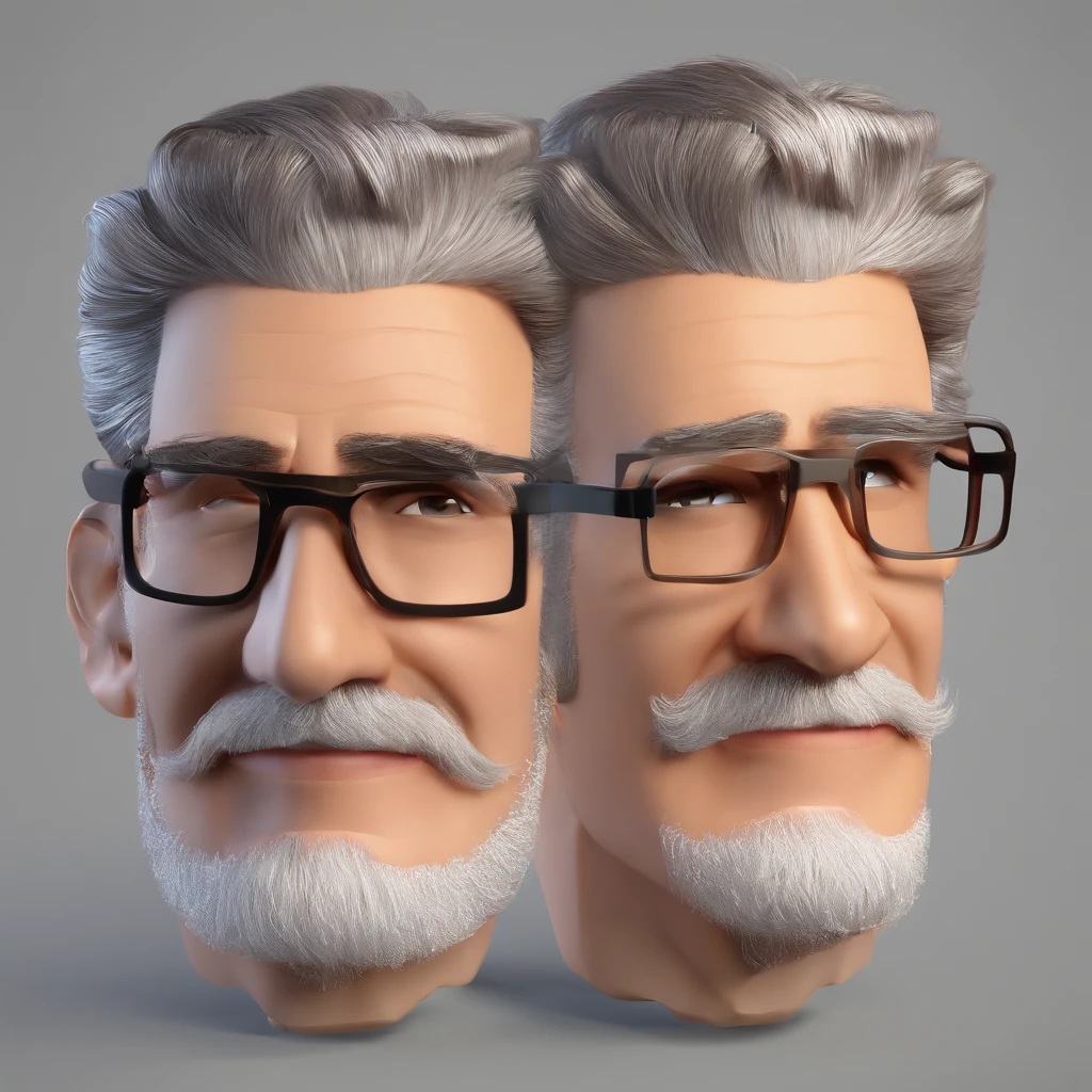 Homem branco, 60 anos, wears rectangular glasses with black frame, cabelo curto e barba media grizalias, sombranselhas  sizuda.