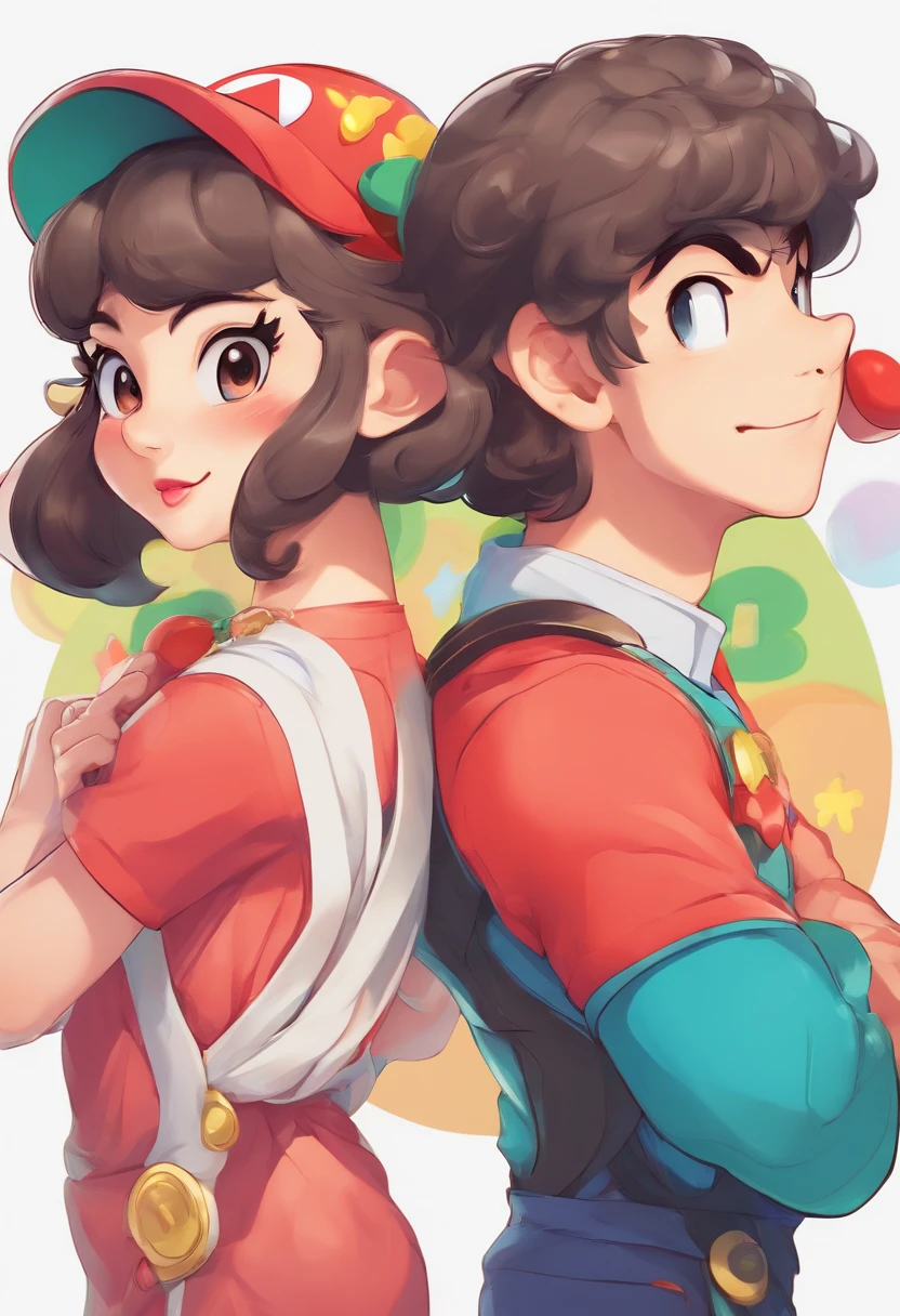 pale asian boy with long chin and wavy short bowl haircut and korean girl with bangs and medium long hair and big lips