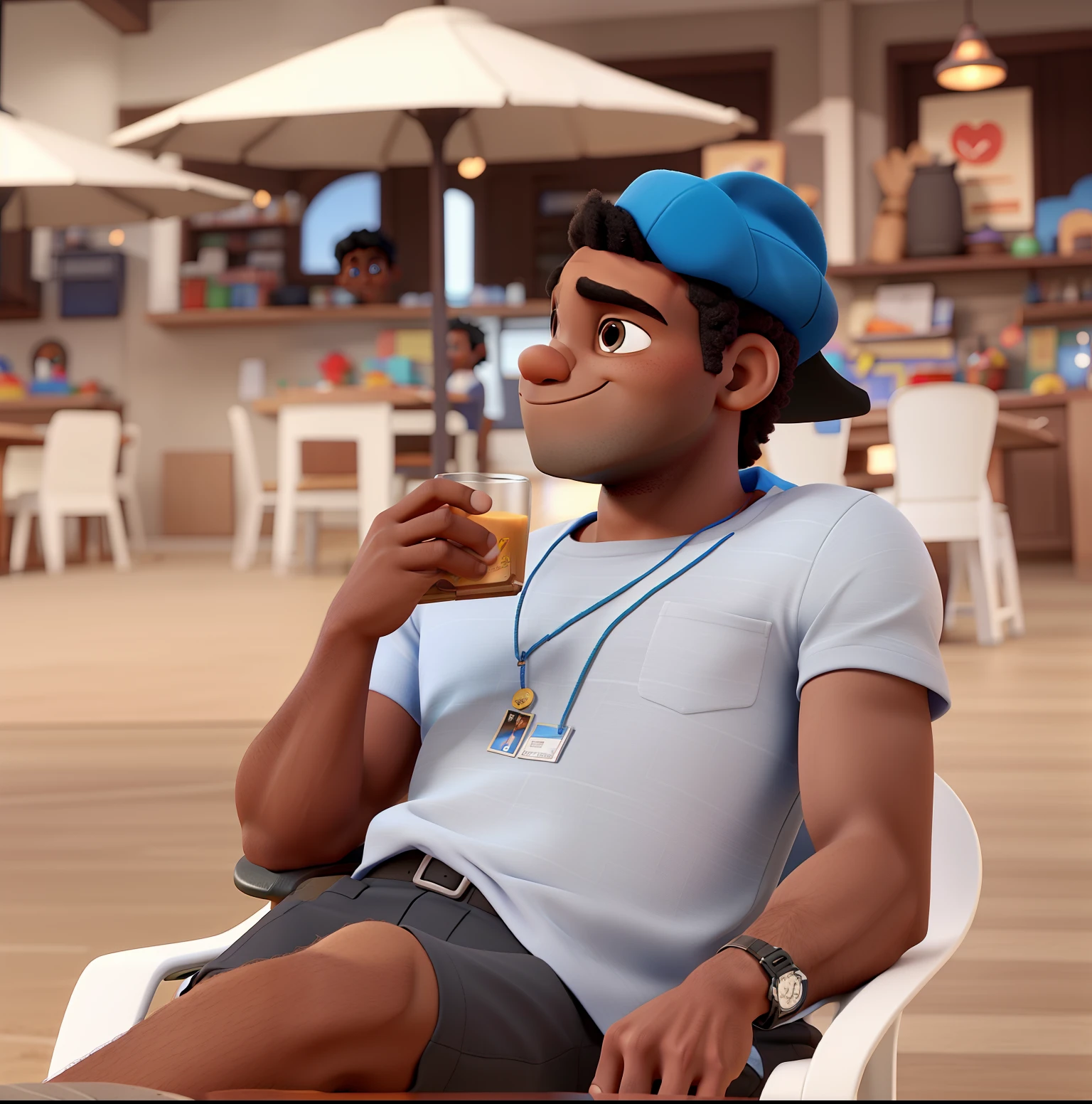 Um homem negro no estilo disney pixar, melhor qualidade, alta qualidade.