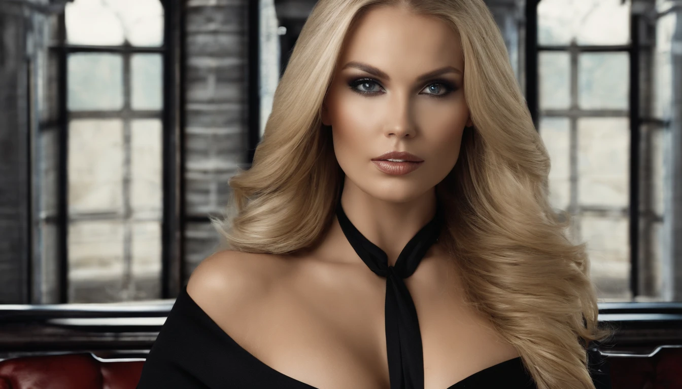 Blonde woman in black suit posing for photo, décolleté, Lush breasts, Snakeskin jacket, digital arts, Based on Hedy Xandt, tumblr, Digital Art, a beautiful blonde, a beautiful blonde, blonde woman, girl in suit, blonde swedish woman, blonde goddess, anna nikonova aka newmilky, a gorgeous blonde, sexy girl with long blonde hair, girl in suit, cleavage