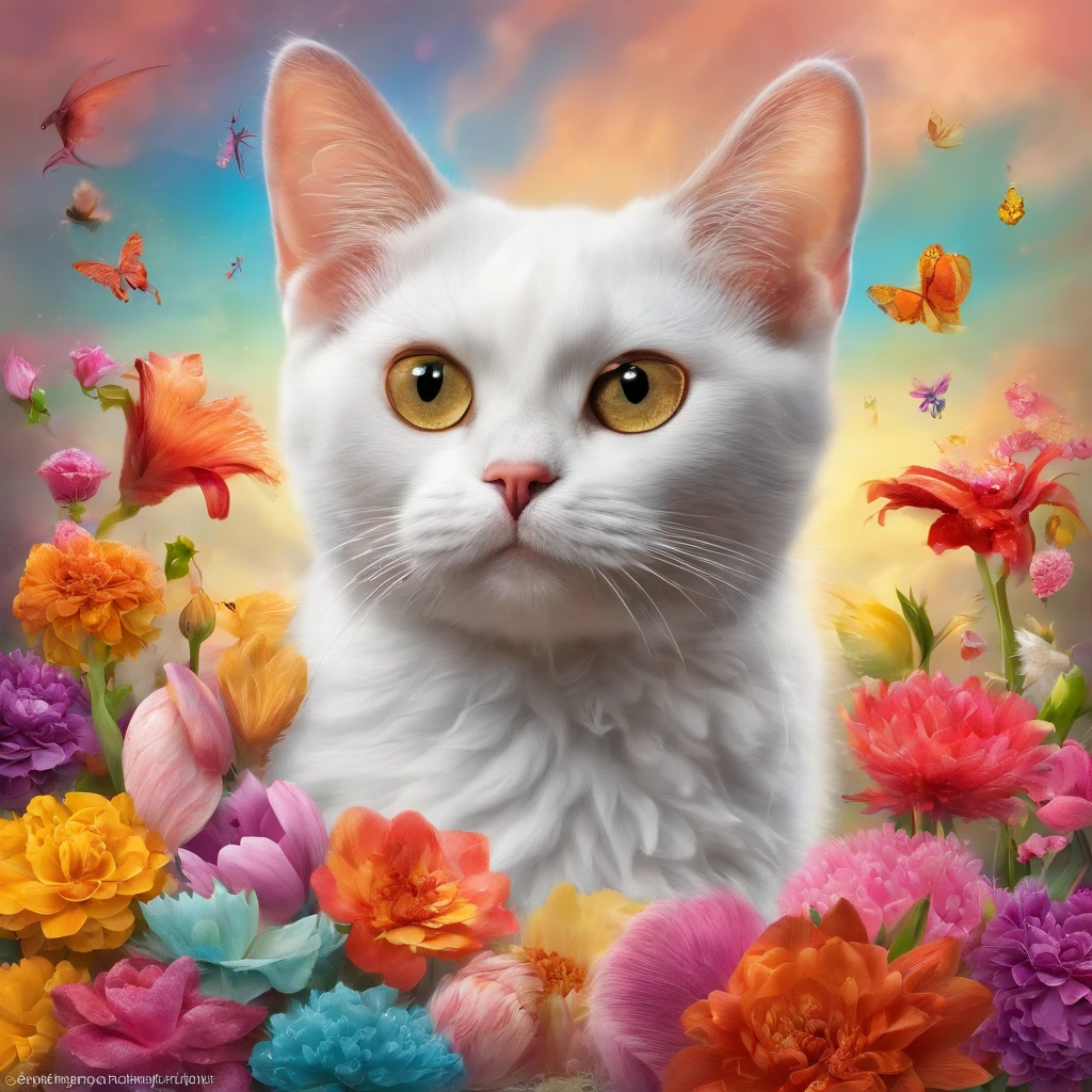 Spectacular full body view,A super cute and charming rainbow color fluffy bold flowers hipster Burmese cat surfing surfing in vibrant collage fashion, Shape a vintage style in a multi-colored dream. Photo with the diamond ukulele, Textured fur, Realistic 8K resolution, Sharp focus, hyper qualit, hyper HD, Crystal clear, ((Breathtakingly charming)), Try bright colors, patterns, and textures, Collage art, Magazine cutout, Wear roses, tulip, an orchid flower, dahlia flower, cherry blossom, Protea, passion flower, sea anemone, Peonies, Lily, chrysanthemums, Lotus, Apples bloom, Lilac, Marigold, Gladioli and daffodils and precious gemstones - rubies, The head and neck have brightly colored sapphires and emeralds, Rainbow fluffy Burmese cat,Headphones on the head, ((In the bottom view)), Dynamic extra-long curly fur, Glowy and flowing curly fur, Smiling face, Large eyelashes, Happy face, Detailed features, Vibrate with the music, The cutest Bichon Frise, In clouds of bright colors, Rainbow Smoke Trail, drops of sweat, Eye level, Intricate details, a warm color palette, modeling photography, ((Hyperrealistic)), Wearing extraordinarily luxurious fancy sunglasses, Full body photography, Beautiful happy kind eyes bright colors, Gentle and playful eyes, Black and gold suit, Soft skin, Dynamic posture, Soft light, Film texture, Virtual Engine, Advanced detailing, Ultra-realistic 8K, Plot style, Cinematic lighting, High contrast, Glowing Highlights, Photorealistic,Outer space with stars and planets background, The art of comedy,Realistic style, high resolution, a 3D render, Highly detailed,Intricate details, Sharp focus,8K, hyper qualit,hyper HD, Crystal clear, ((stunningly beautiful)), Extremely detailed,Highly detailed skin, Cinematic lighting,wide angles, Photorealistic,beautiful shot, hdr,Sharp focus, 64 megapixels,Perfectcomposition, Cinematic,Atmospheric, High contrast,Colorful and colorful, CGSesociety,–ar 1:1 --c 15 --s 765 --q 2 --v 4