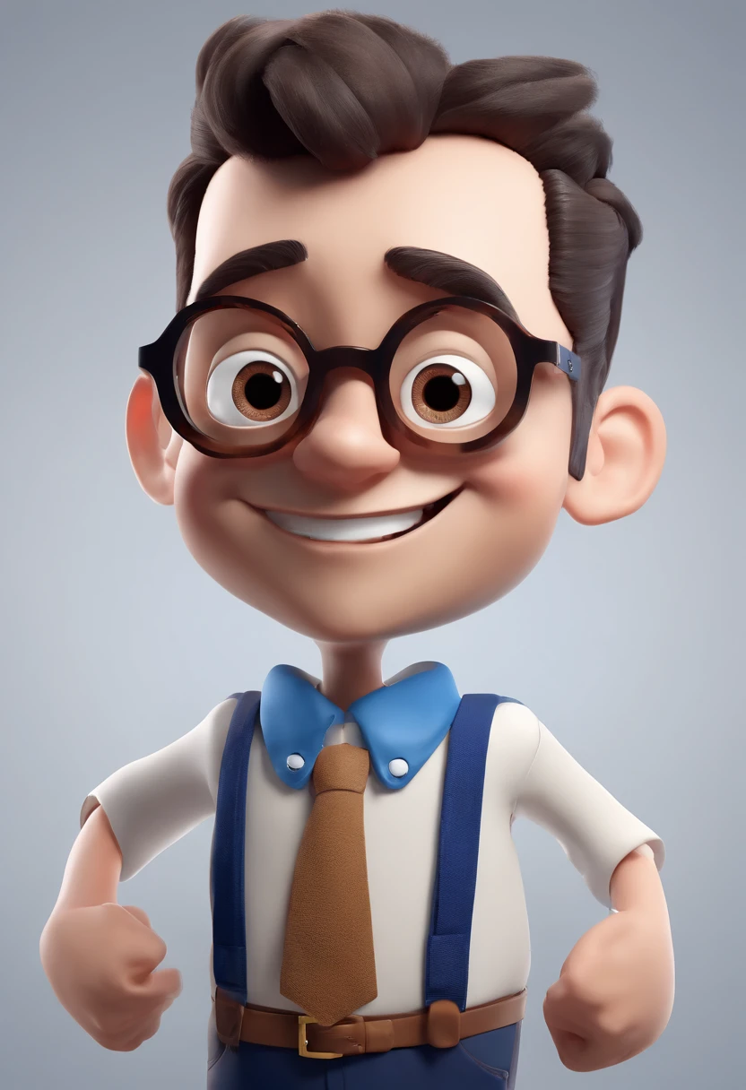 Cartoon character of a man with black glasses and a blue shirt, animation character, Caractere estilizado, animation style rendering, 3D estilizado, Arnold Maya render, 3 d render stylized, toon render keyshot, Personagem 3D, Personagem 3D, 3d rendering stylized, 3 d character render, personagem de desenho animado, Personagem de close up, Pose de personagem, (Estilo Pixar) (master part:1.2) (Bokeh) (best quality) (pele detalhada) (textura detalhada) (8k) (argila) (Cinematic lighting) (foco nítido