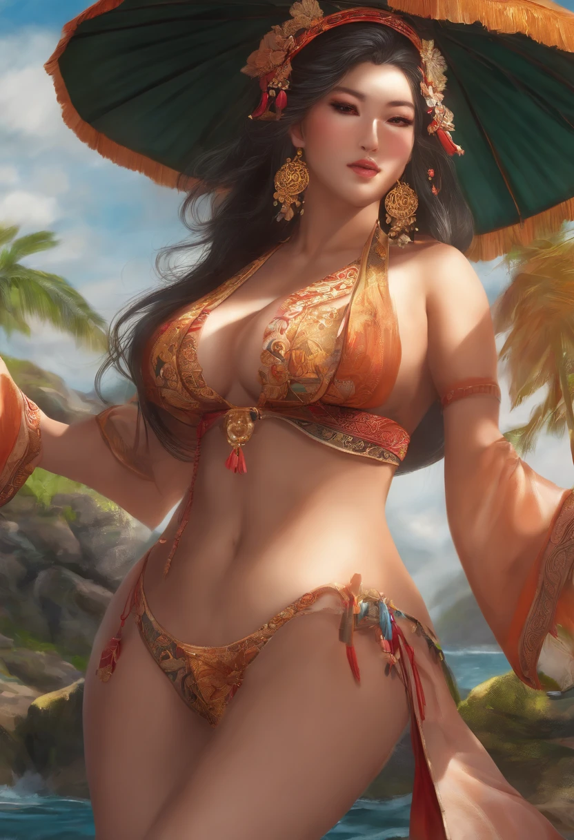 Highly detailed, High Quality, masterpiece, Yae Miko, ((big breasts)), bikini