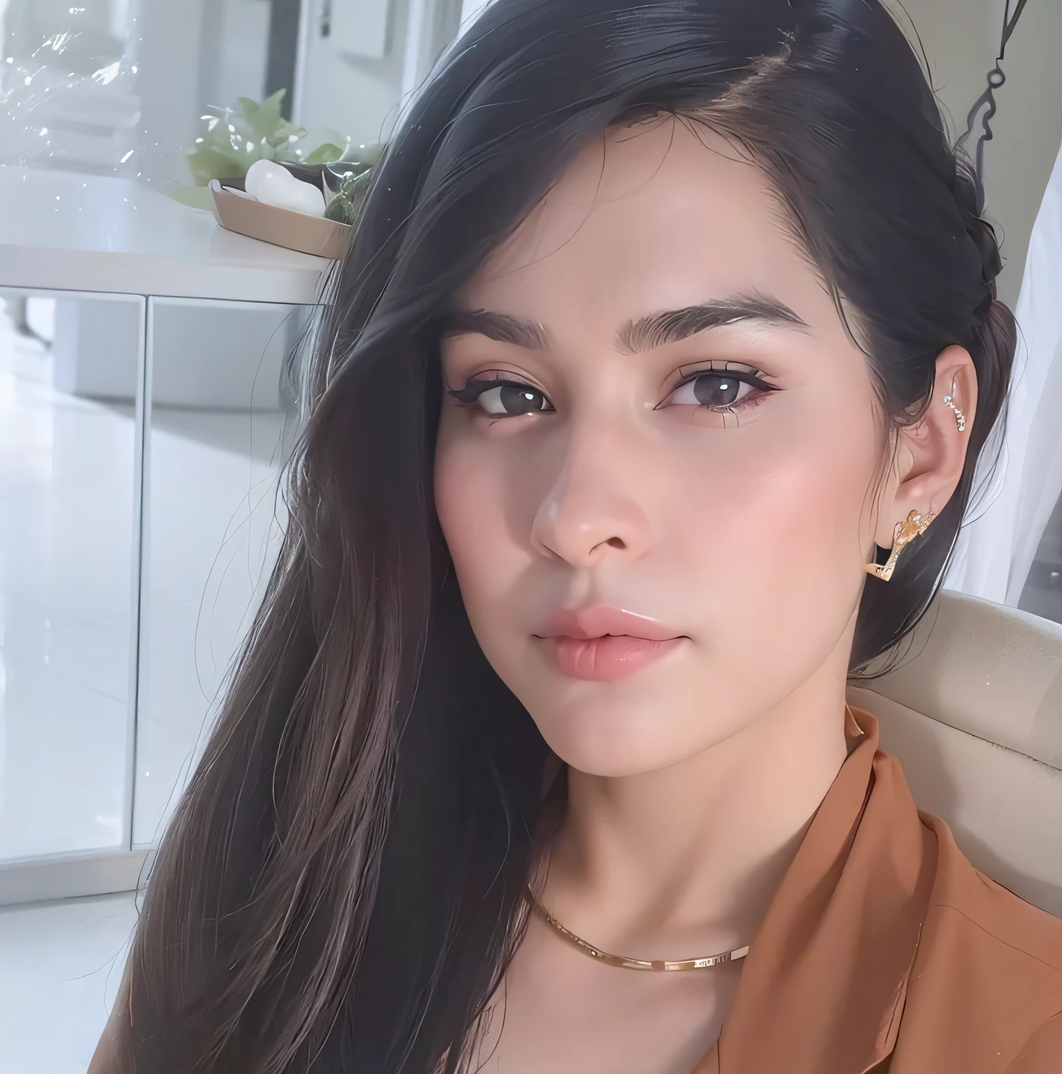 There's a woman with long hair wearing a brown shirt, Alanis Guillen, Lorena Avarez, Violeta Myers, Karla Ortiz, fernanda suarez, Ayahausca, julia fuentes, Estefania Villegas Burgos, Mulher de 30 anos de Cuba, 2 7 anos, Mulher de 30 anos, 3 0 anos de idade mulher