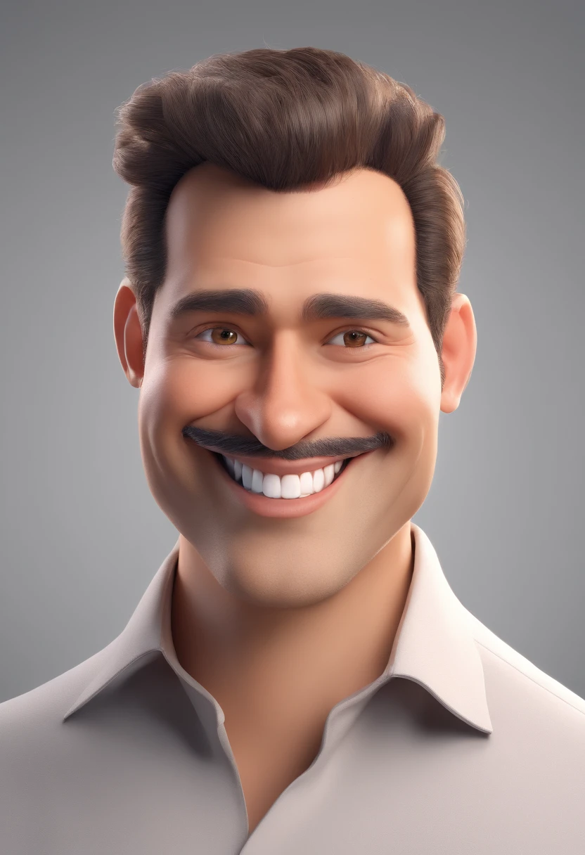 Smiling Man Illustration, sorriso insano, Homem de pele marrom com um sorriso gigante, happily smiling at the camera, sorriso atrevido, he's smiling, sorriso muito grande, Macho sorridente, foto de perfil headshot, rindo sorriso enorme, desenhando no estilo de Arte 3D, c4d, fundo de cor branco puro, estilo disney, estilo pixar render ilustracao Super Detalhe, 8k