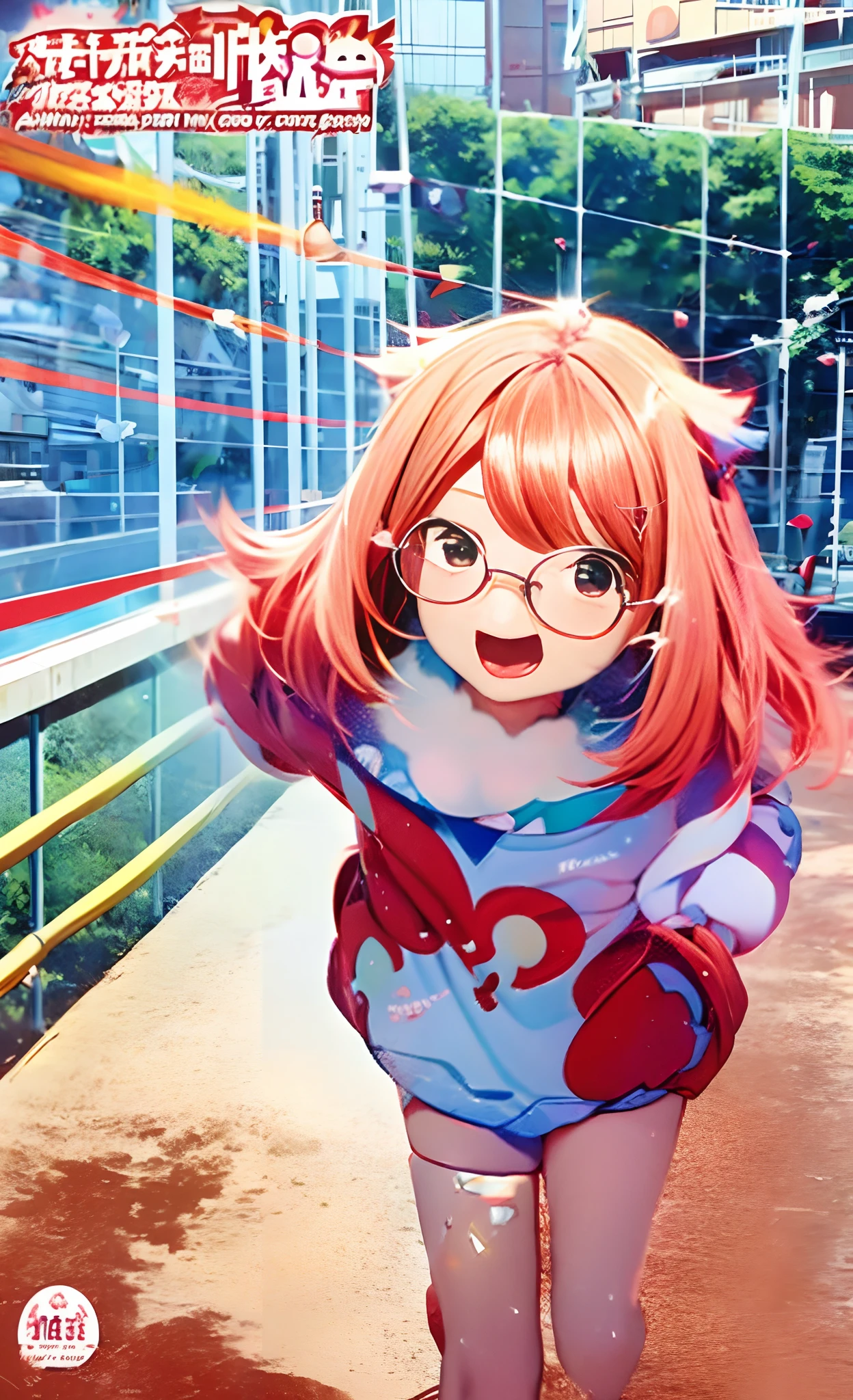 anime girl with red hair and glasses flying through the air, anime cover, official artwork, character art of maple story, zerochan art, official art, lina, best anime 4k konachan wallpaper, ayaka genshin impact, magical girl anime mahou shojo, genshin, marin kitagawa fanart, splash art anime loli, demon slayer rui fanart