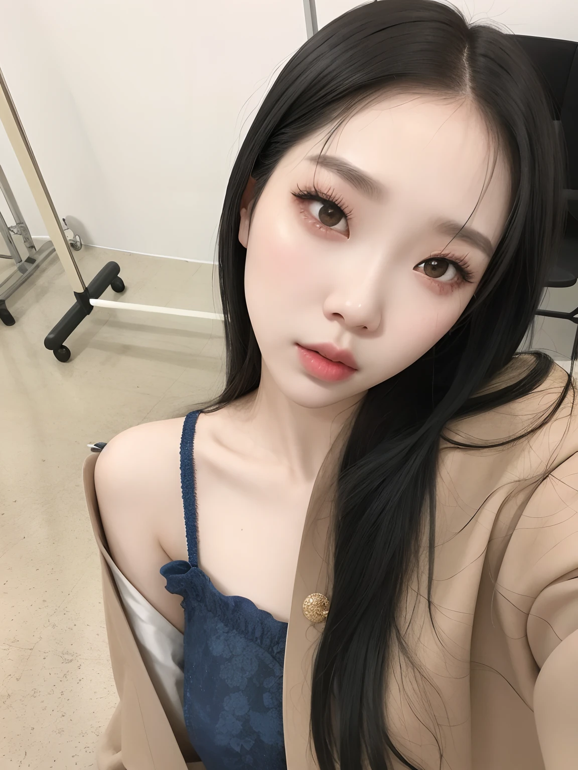 Un primer plano de una mujer con el pelo largo y negro con un vestido azul, ulzzang, Jinyoung Shin, Chica coreana, Jaeyeon Nam, Heonhwa Choe, Kim Doyoung, Wan adorable cara coreana, Hermosa mujer surcoreana, Hermosa joven coreana, Sakimichan, Lee Ji-eun, Lee Ji - Eun