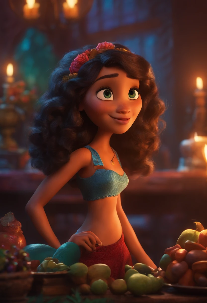 Criar um personagem no estilo pixar dentro de um jaleco. personagem morena