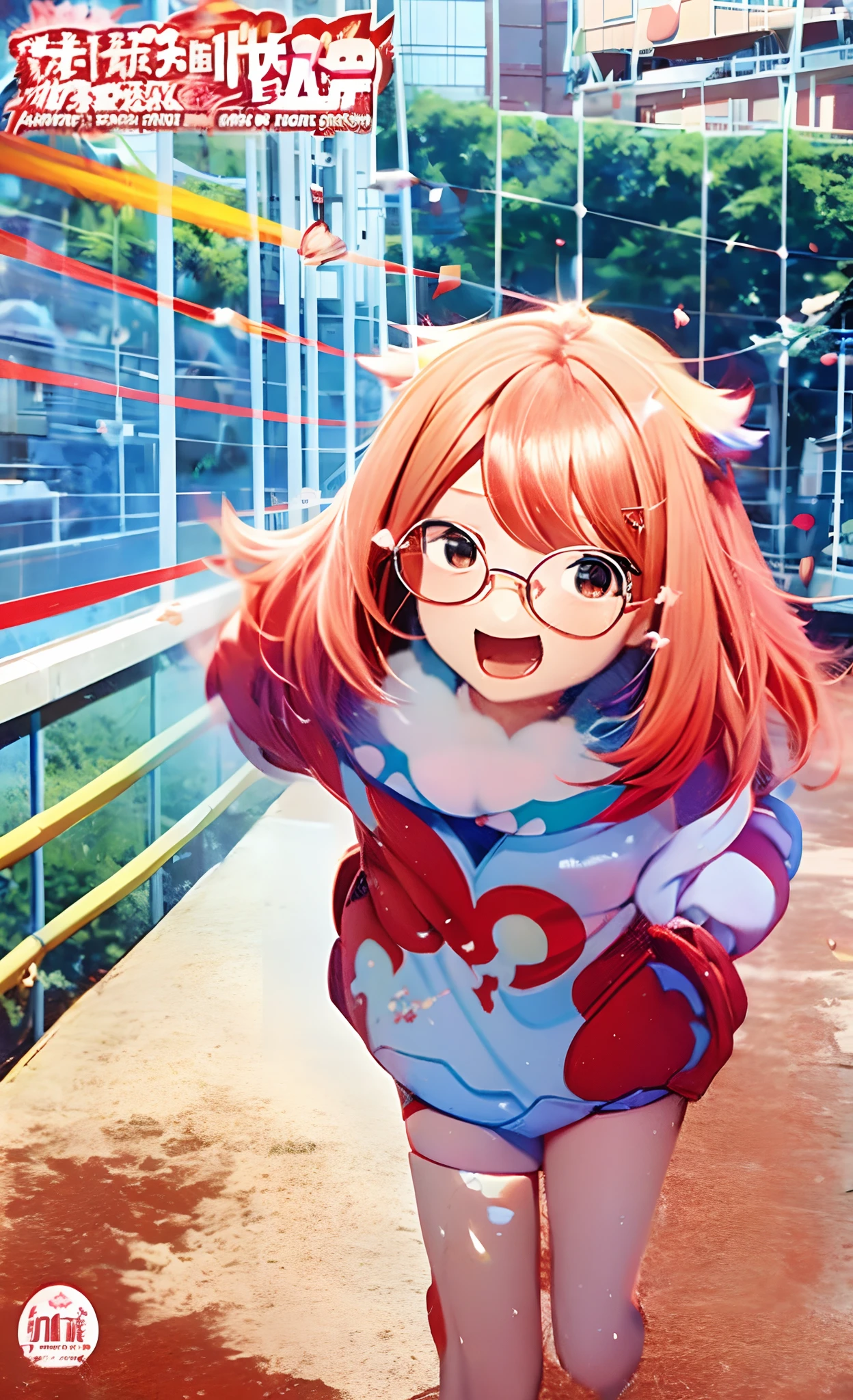 anime girl with red hair and glasses flying through the air, anime cover, official artwork, character art of maple story, zerochan art, official art, lina, best anime 4k konachan wallpaper, ayaka genshin impact, magical girl anime mahou shojo, genshin, marin kitagawa fanart, splash art anime loli, demon slayer rui fanart
