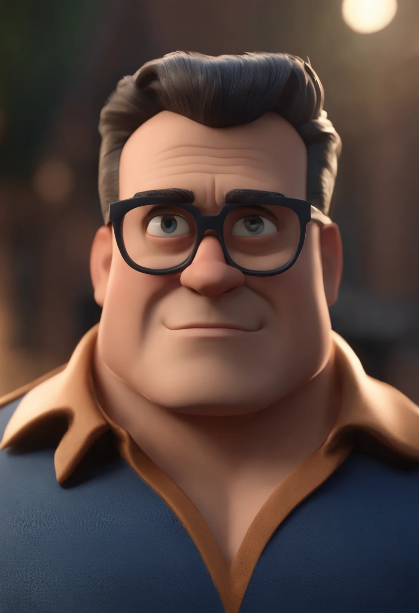 Cartoon character of a man wearing black glasses and a blue shirt, um personagem animado, Caractere estilizado, animation style rendering, 3D estilizado, Arnold Maya render, 3 d render stylized, toon render keyshot, Personagem 3D, Personagem 3D, 3d rendering stylized, 3 d character render, personagem de desenho animado, Personagem de close up, Pose de personagem,  (Estilo Pixar) (master part:1.2) (Bokeh) (best quality) (pele detalhada) (textura detalhada) (8k) (argila) (Cinematic lighting) (foco nítido