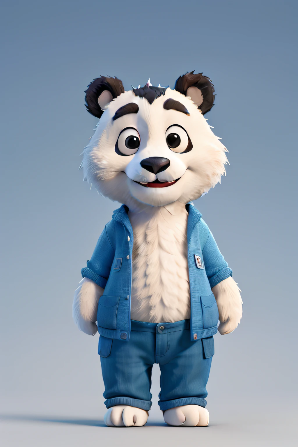 A cute and happy panda with both arms crossed, Estilo Pixar, ..3d, Cartoon, circunstanciado, asymmetrical face, 16k resolution