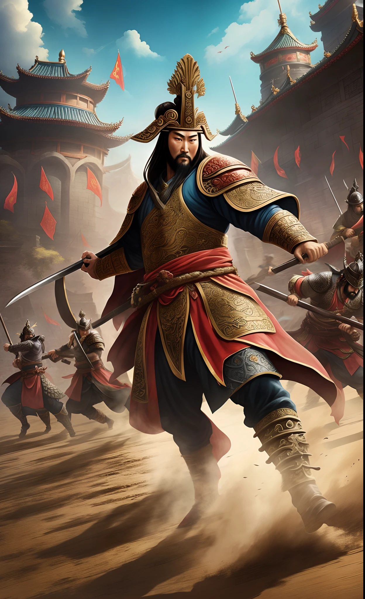 The Three Kingdoms army is besieging Guan Yu. --auto --s2
